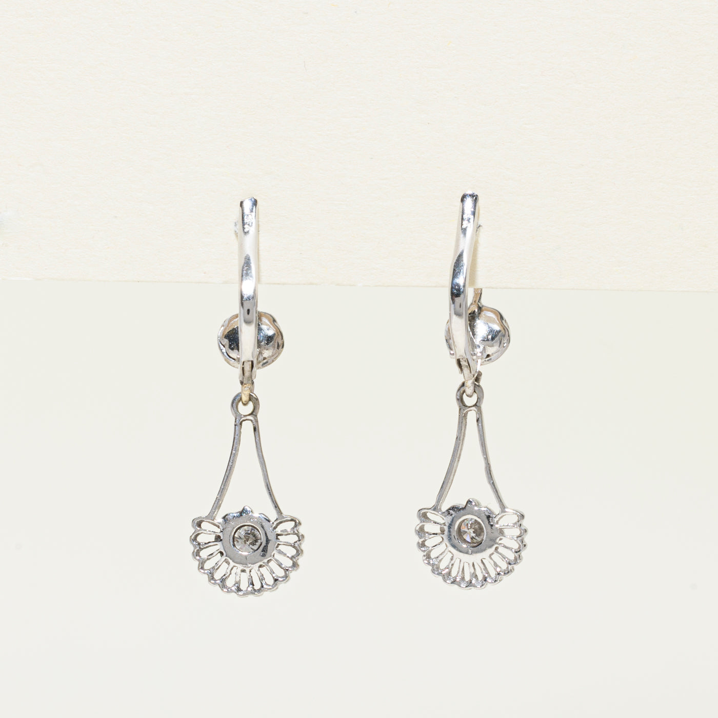 14k White Gold Scalloped Drop Earrings | 0.32ctw