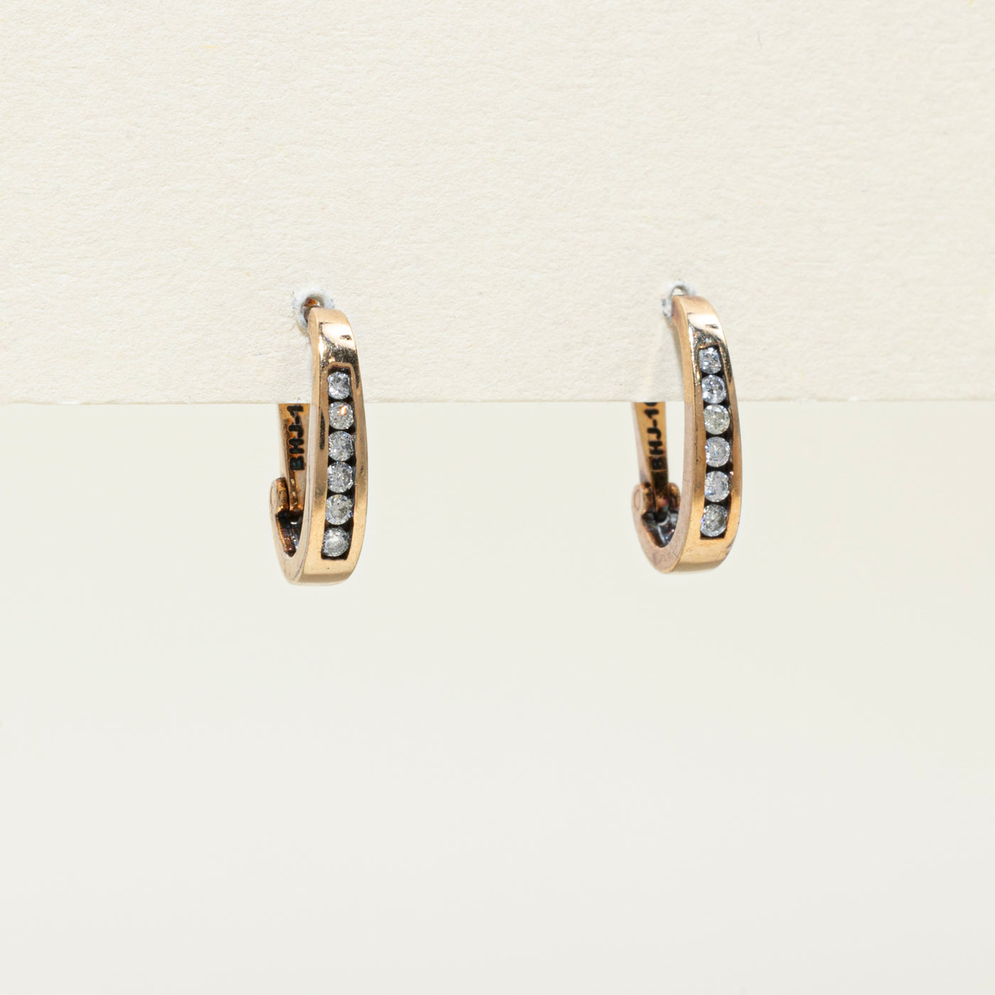 Channel Set Diamond Hoop Earrings | 0.16ctw | 17mm