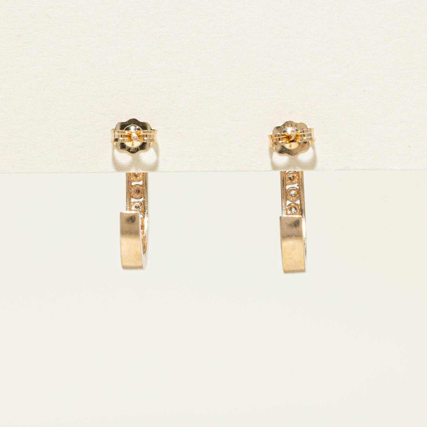 Channel Set Diamond Half Hoop Earrings | 0.2ctw | 20mm