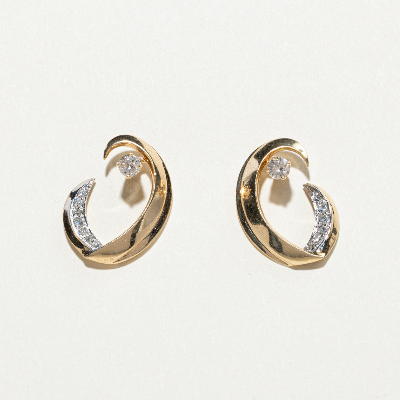14k Diamond Swirl Convertible Jacket Stud Earrings | 0.55ctw