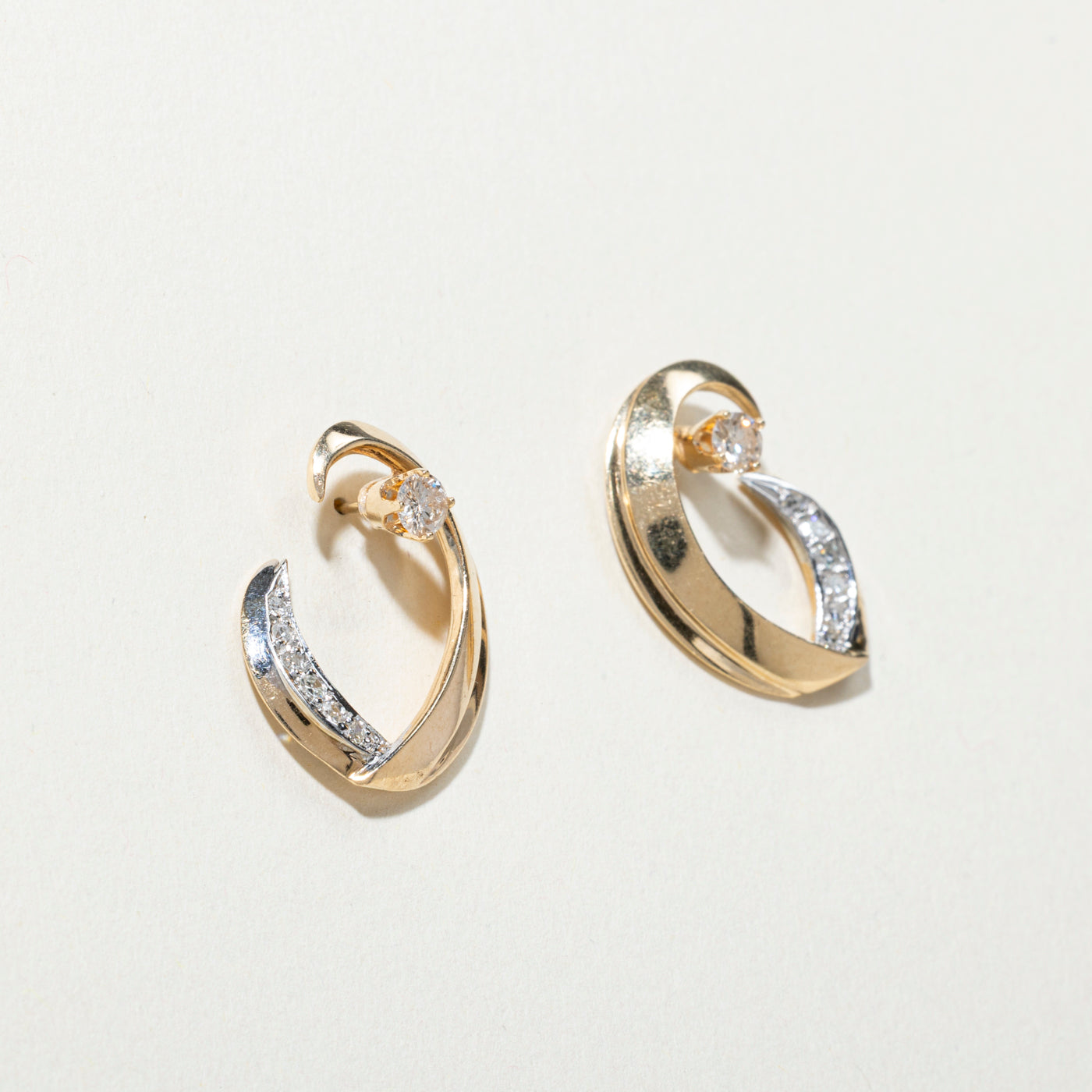 14k Diamond Swirl Convertible Jacket Stud Earrings | 0.55ctw