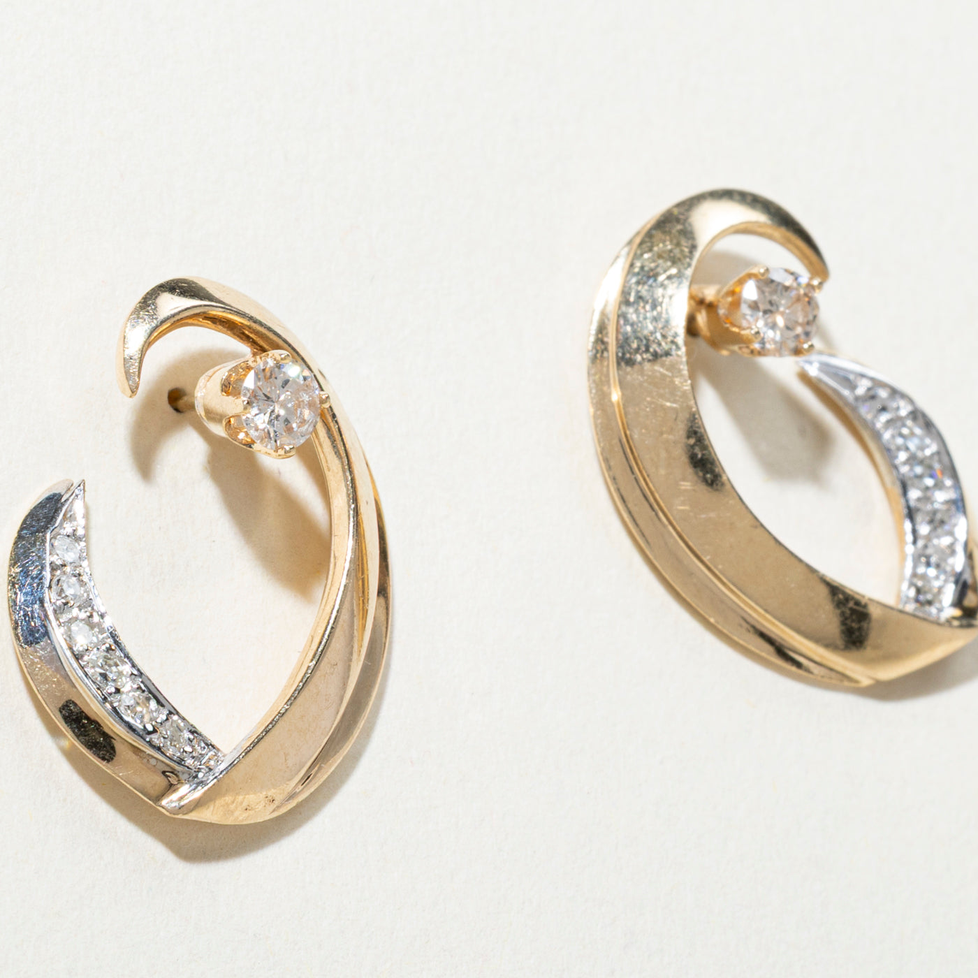 14k Diamond Swirl Convertible Jacket Stud Earrings | 0.55ctw