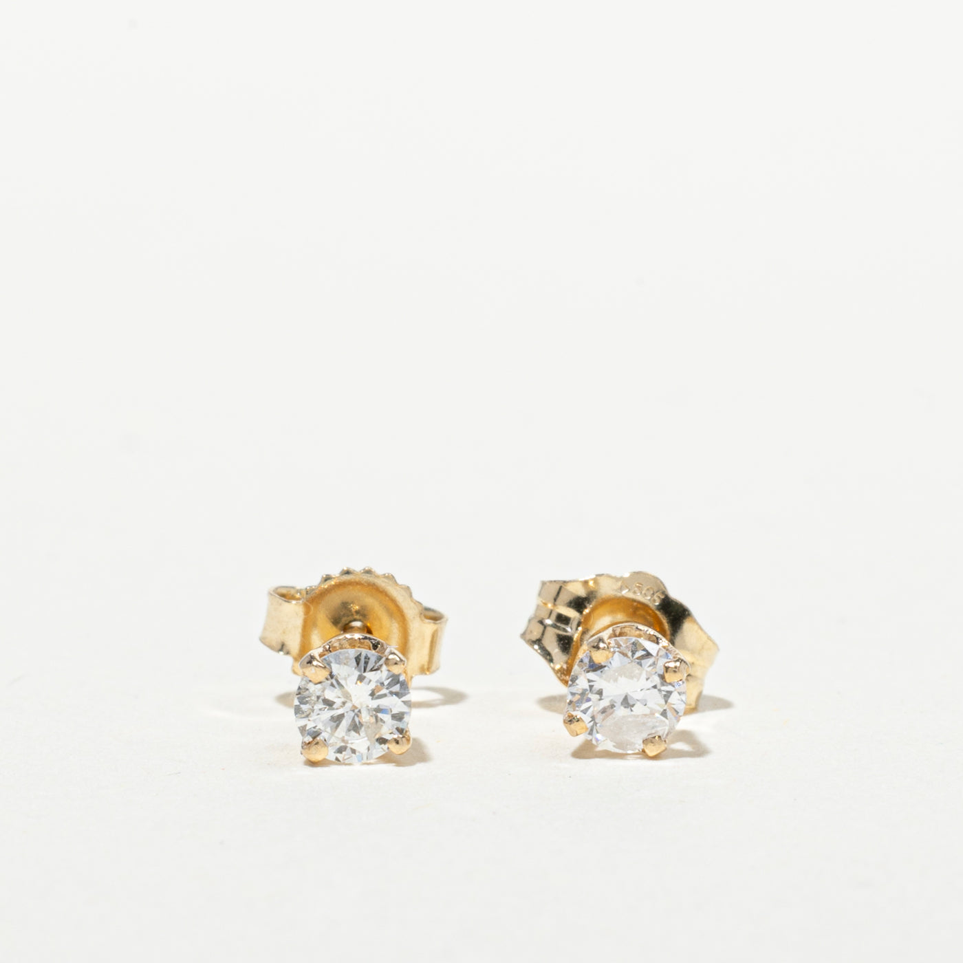 14k Yellow Gold Solitaire Diamond Stud Earrings | 0.30ctw