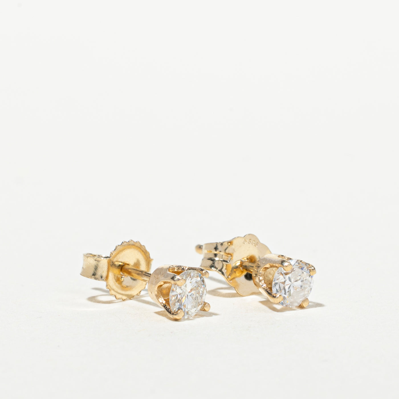 14k Yellow Gold Solitaire Diamond Stud Earrings | 0.30ctw