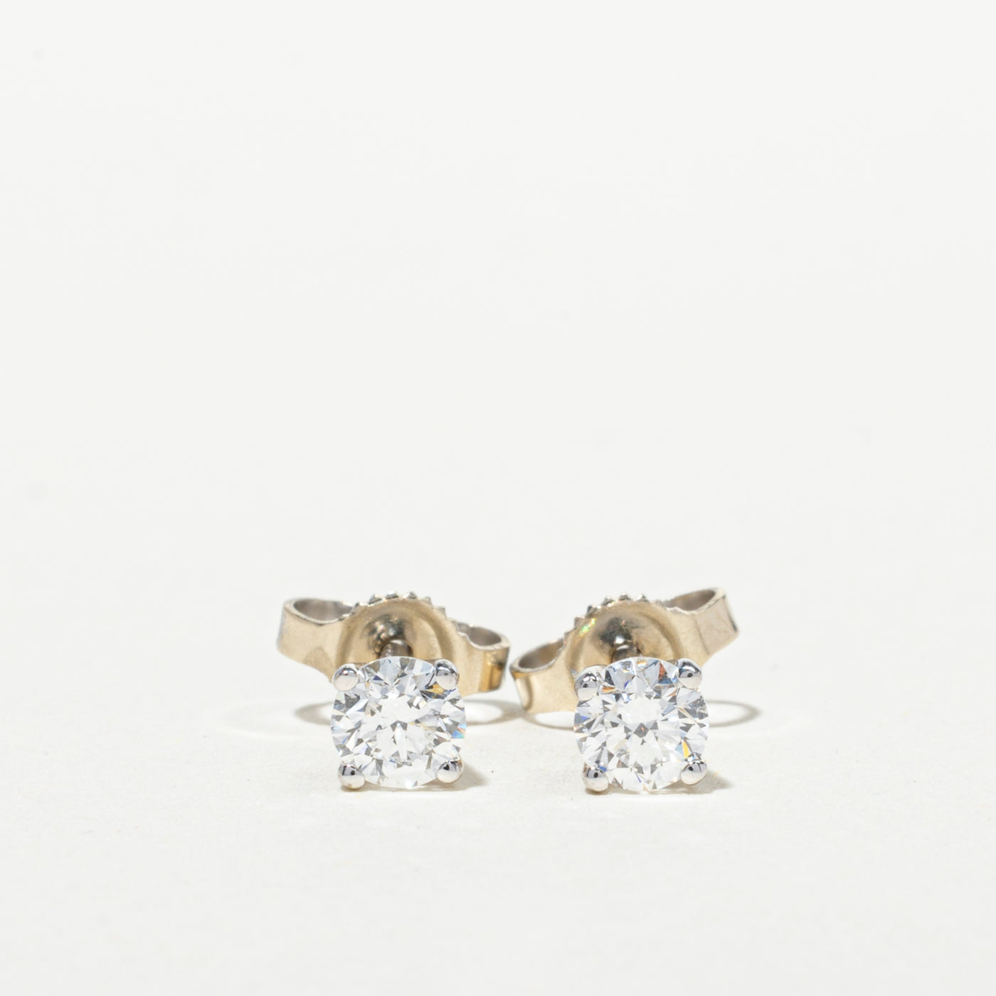 White Gold Solitaire Diamond Stud Earrings | 0.50ctw
