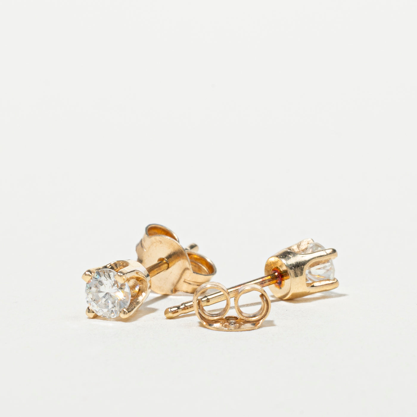 14k Yellow Gold Diamond Solitaire Stud Earrings | 0.27ctw
