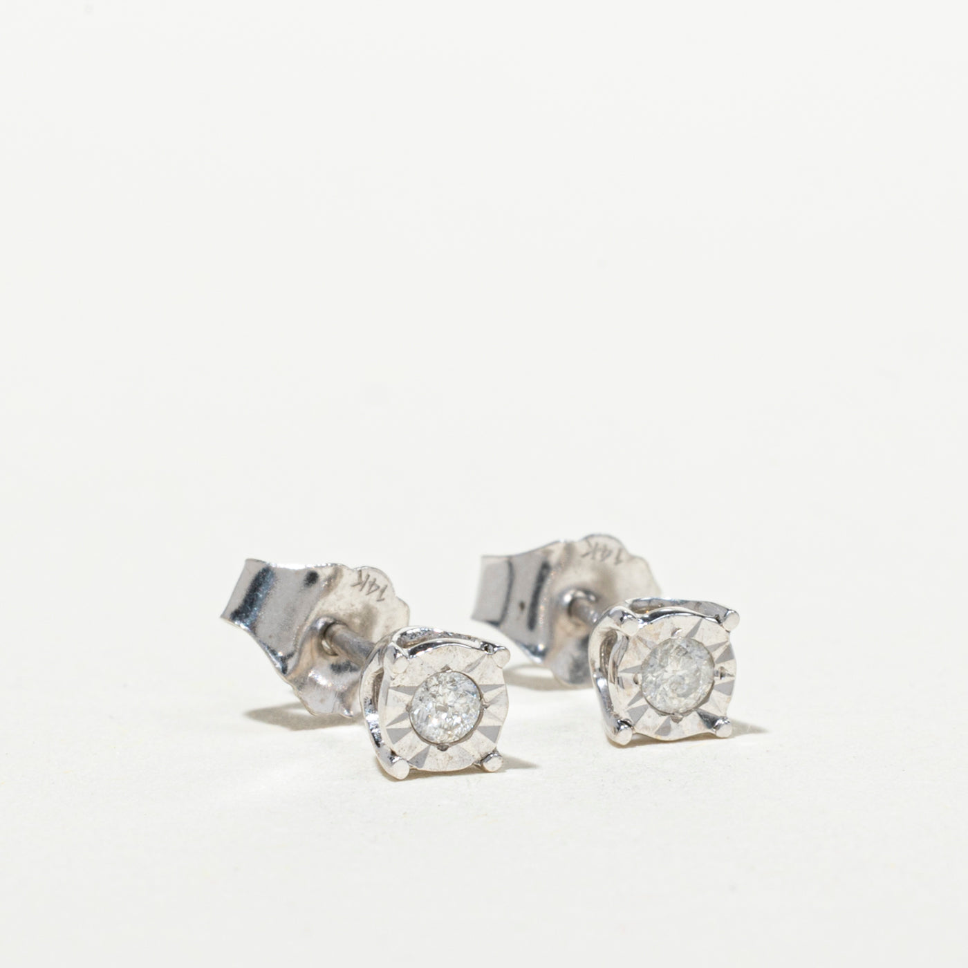 White Gold Illusion Set Diamond Stud Earrings | 0.09ctw