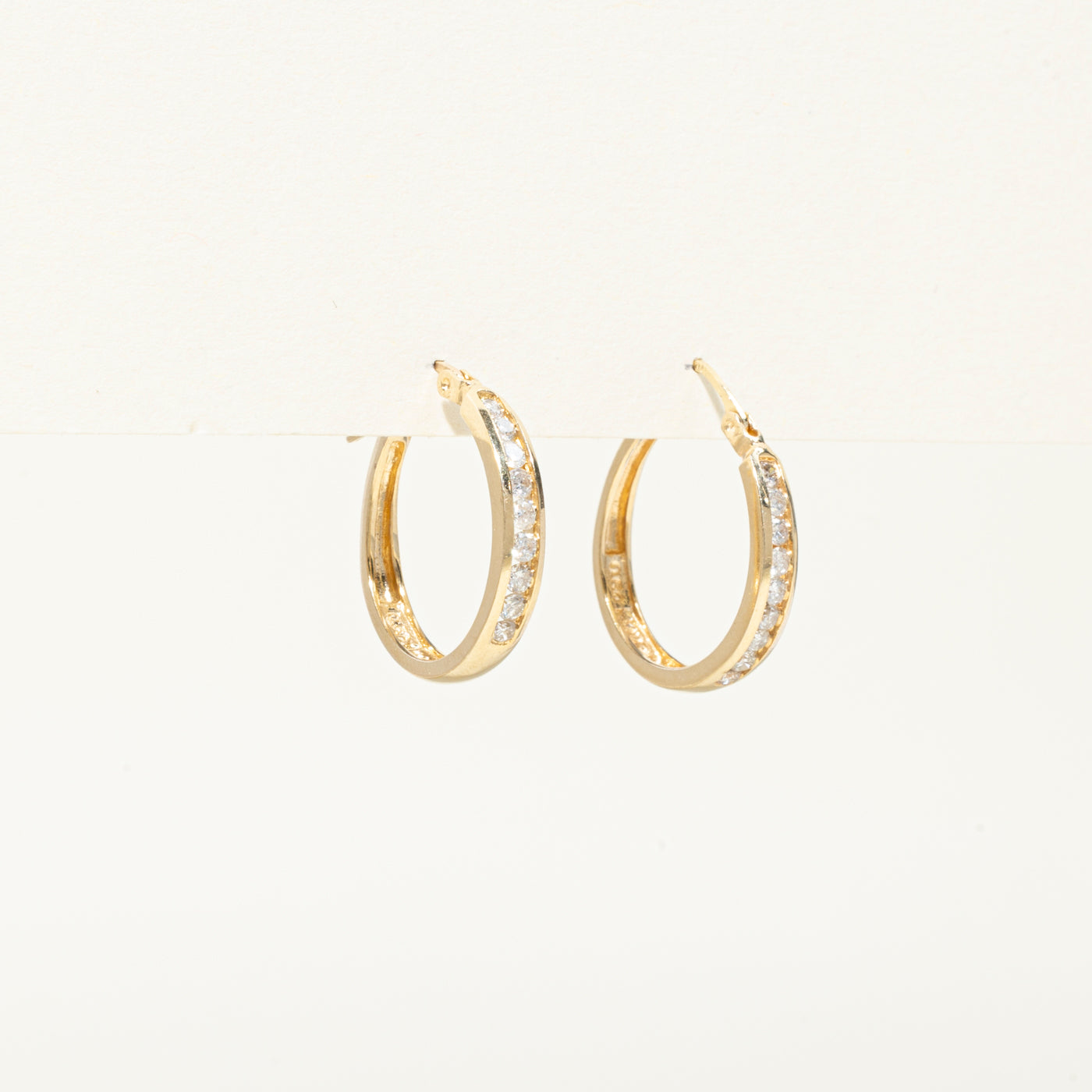 Channel Set Diamond Hoop Earrings | 0.5ctw