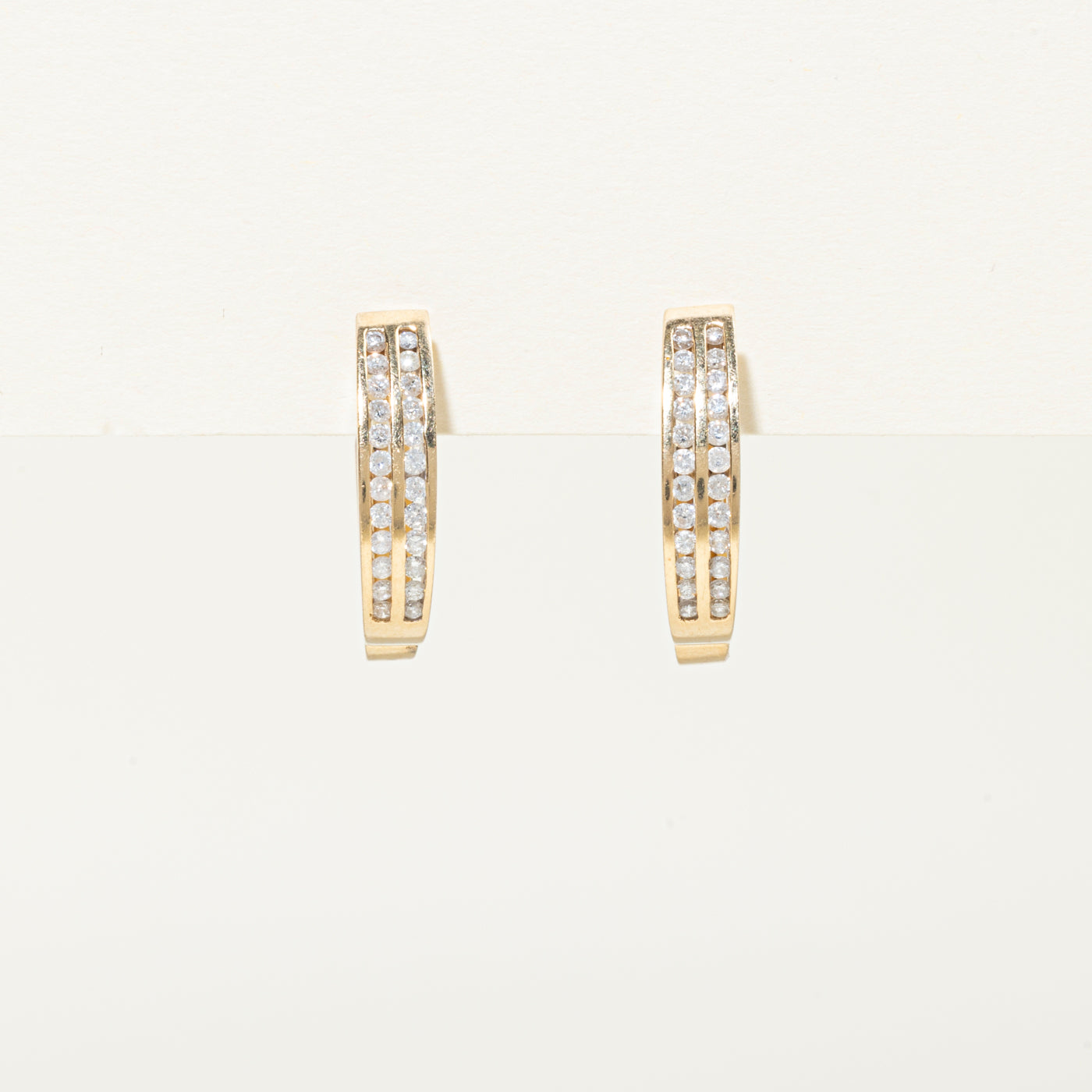 Channel Set Diamond Hoop Earrings | 0.64ctw