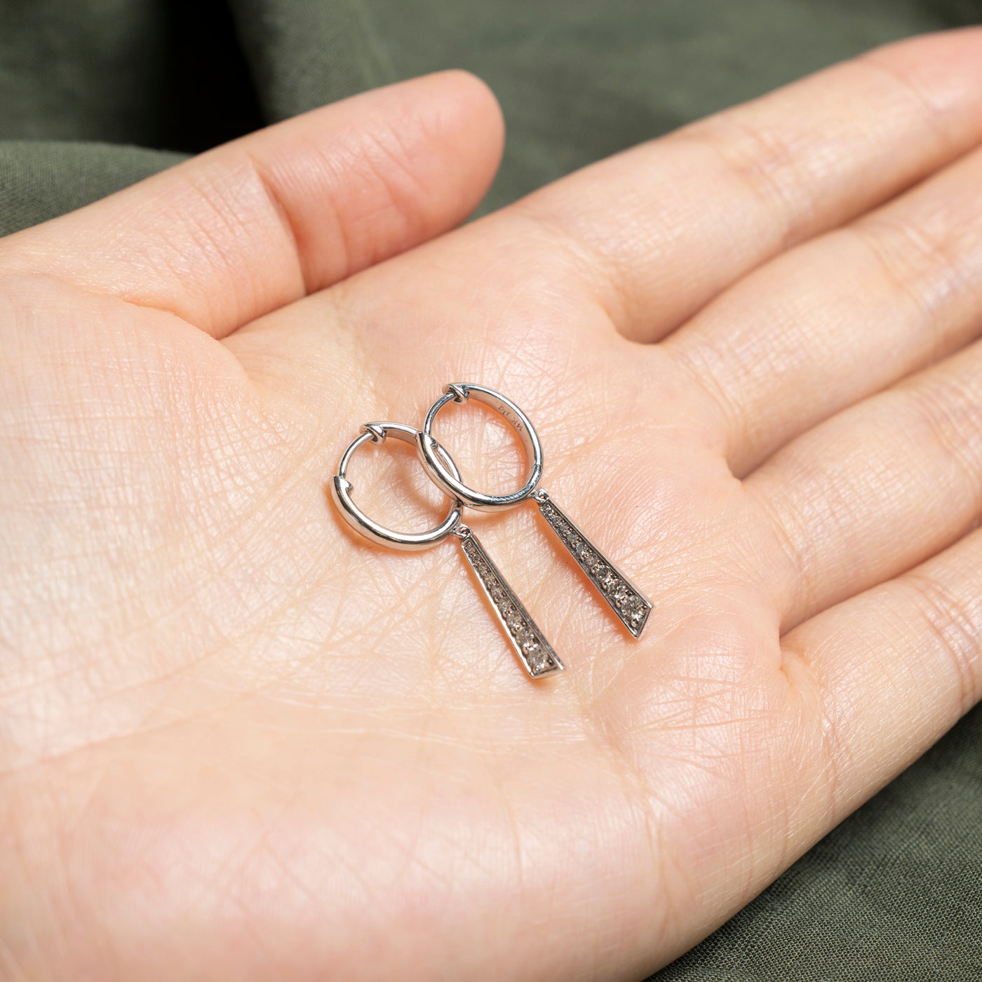 White Gold Diamond Geometric Drop Earrings | 0.16ctw