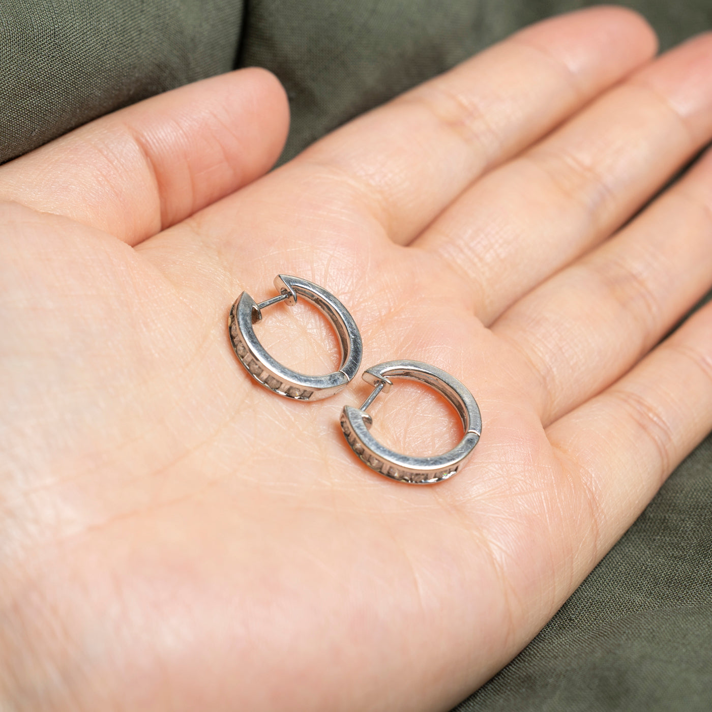 Mixed Cut Channel Set Diamond Hoop Earrings | 0.35ctw