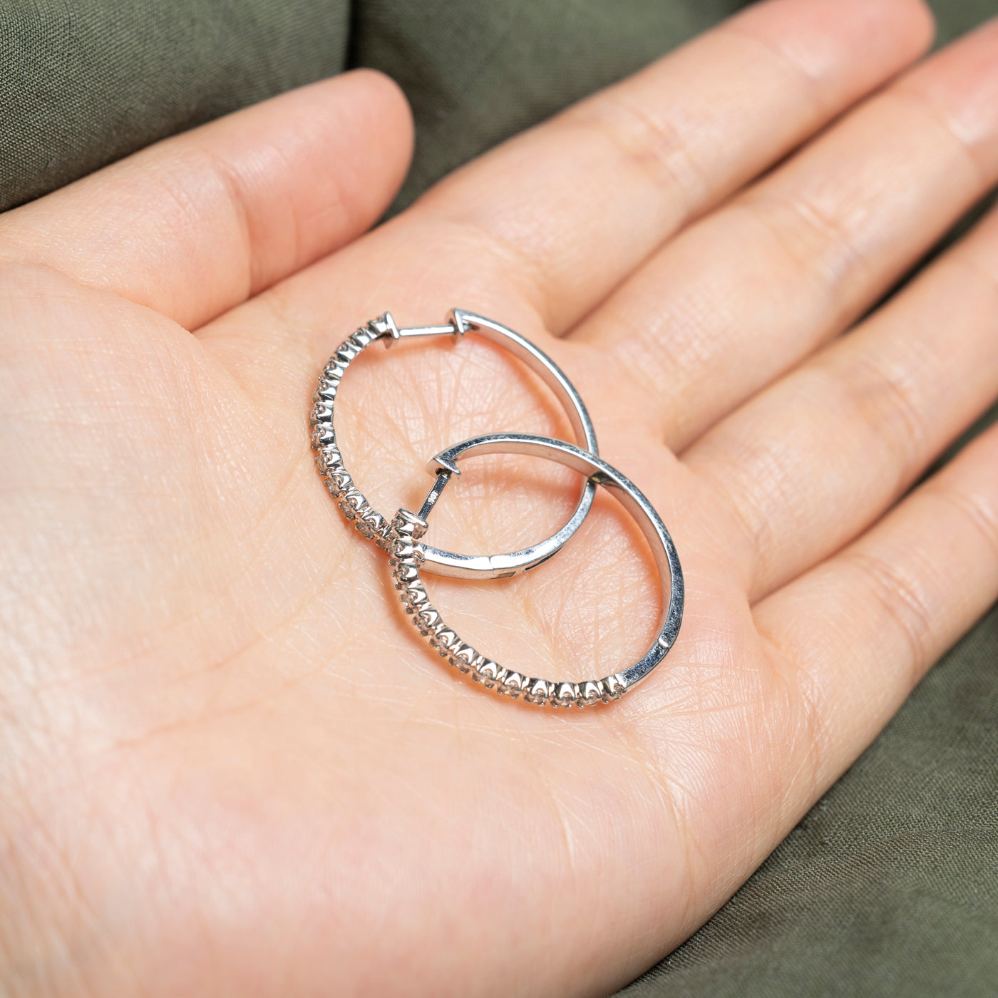 White Gold Diamond Hoop Earrings | 0.5ctw | 28mm