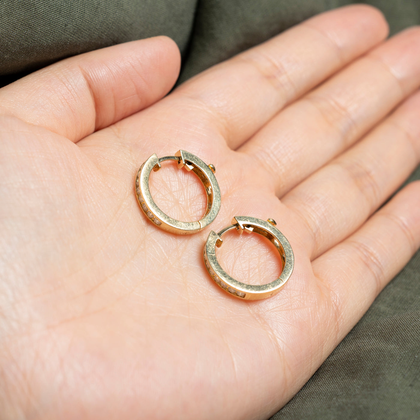 Channel Set Diamond Heart Hoop Earrings | 0.38ctw | 20mm