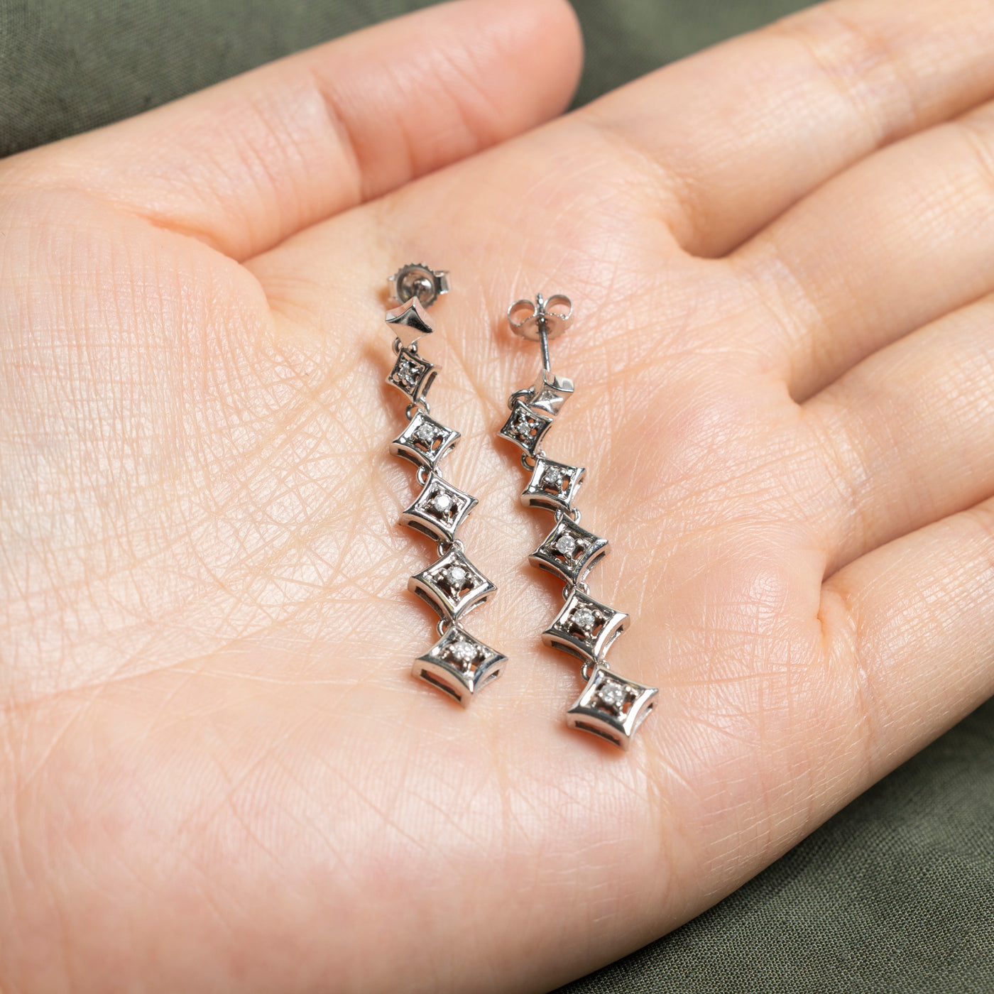 Diamond Geometric Drop Earrings | 0.17ctw