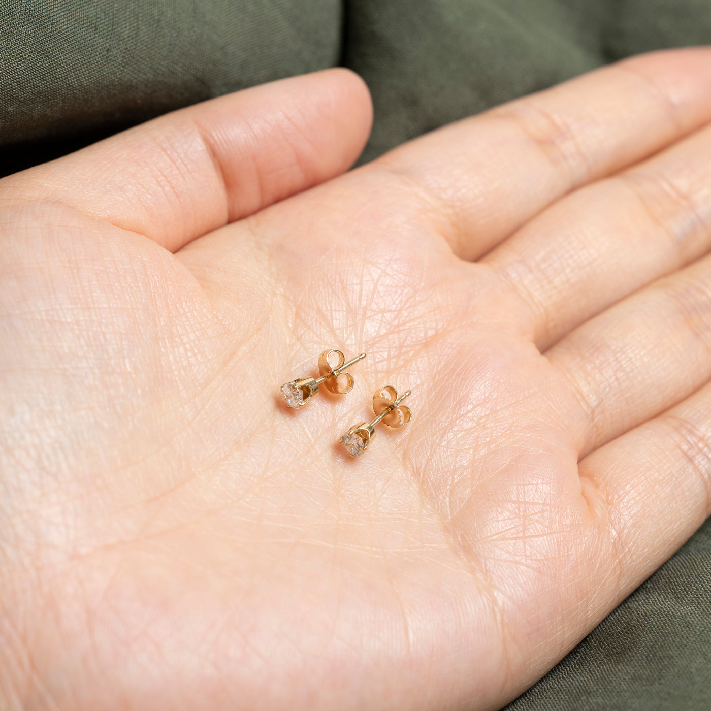 14k Yellow Gold Solitaire Diamond Stud Earrings | 0.30ctw