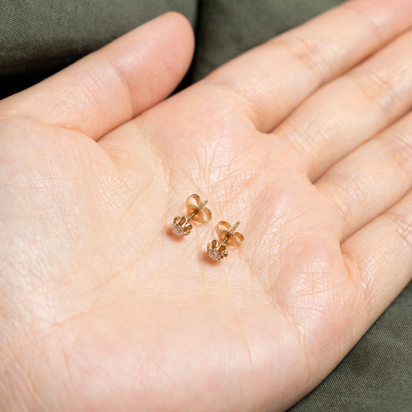 14k Belcher Set Diamond Stud Earrings | 0.16ctw