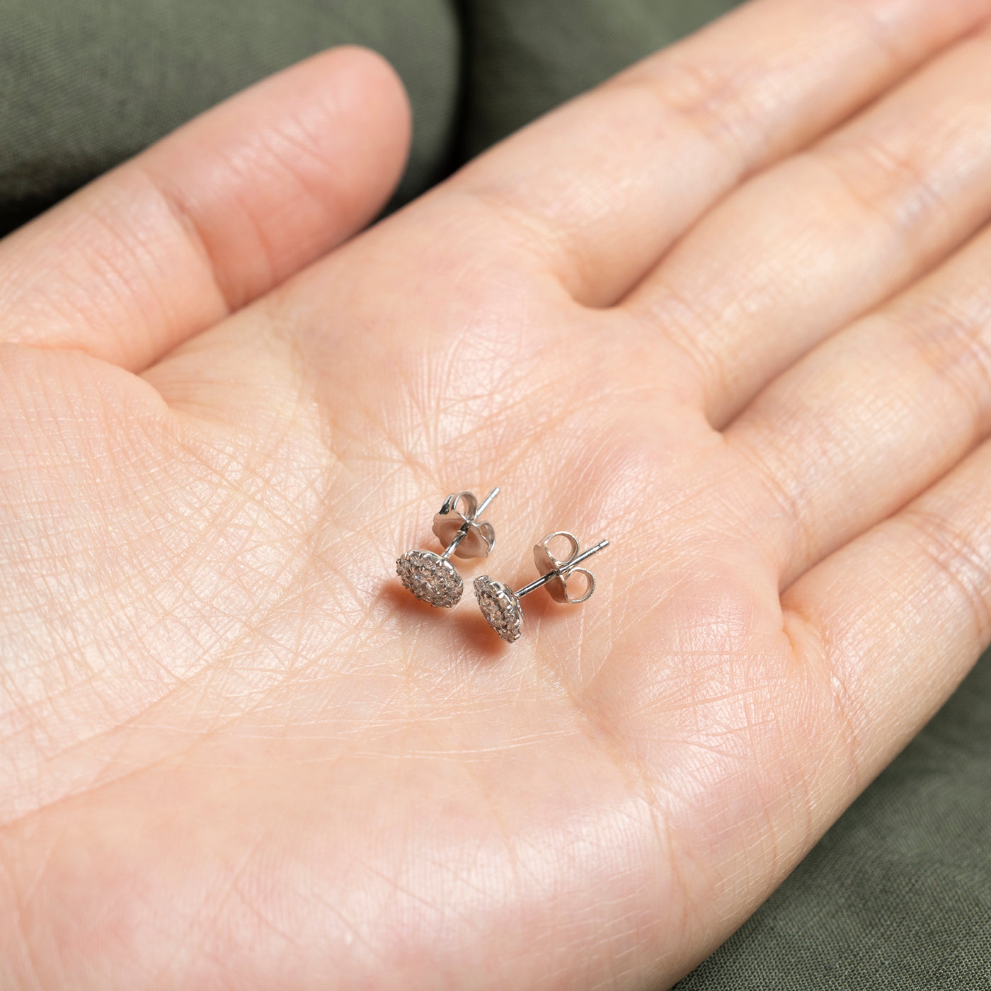 18k White Gold Diamond Halo Stud Earrings | 0.56ctw
