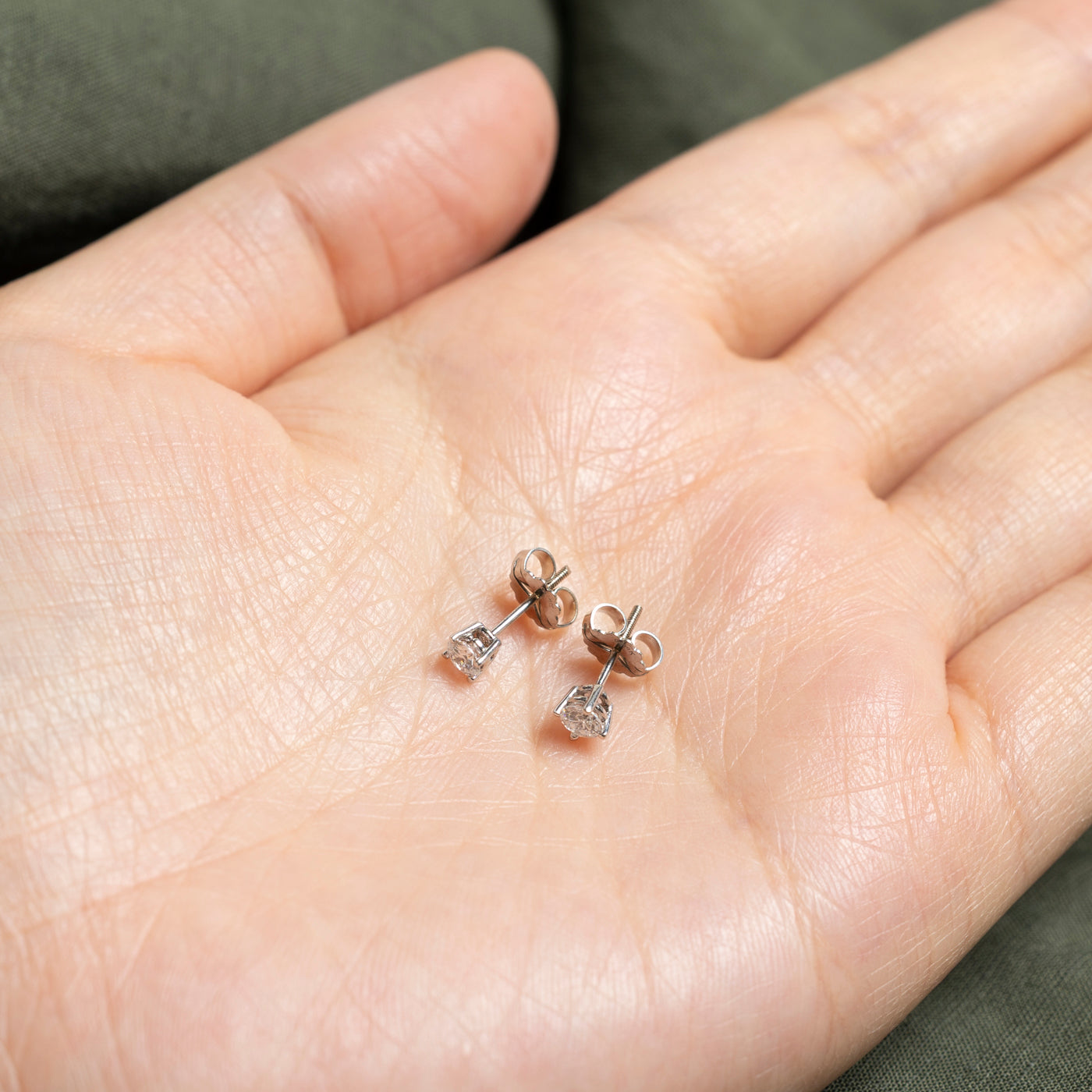 White Gold Solitaire Diamond Stud Earrings | 0.3ctw | 14K