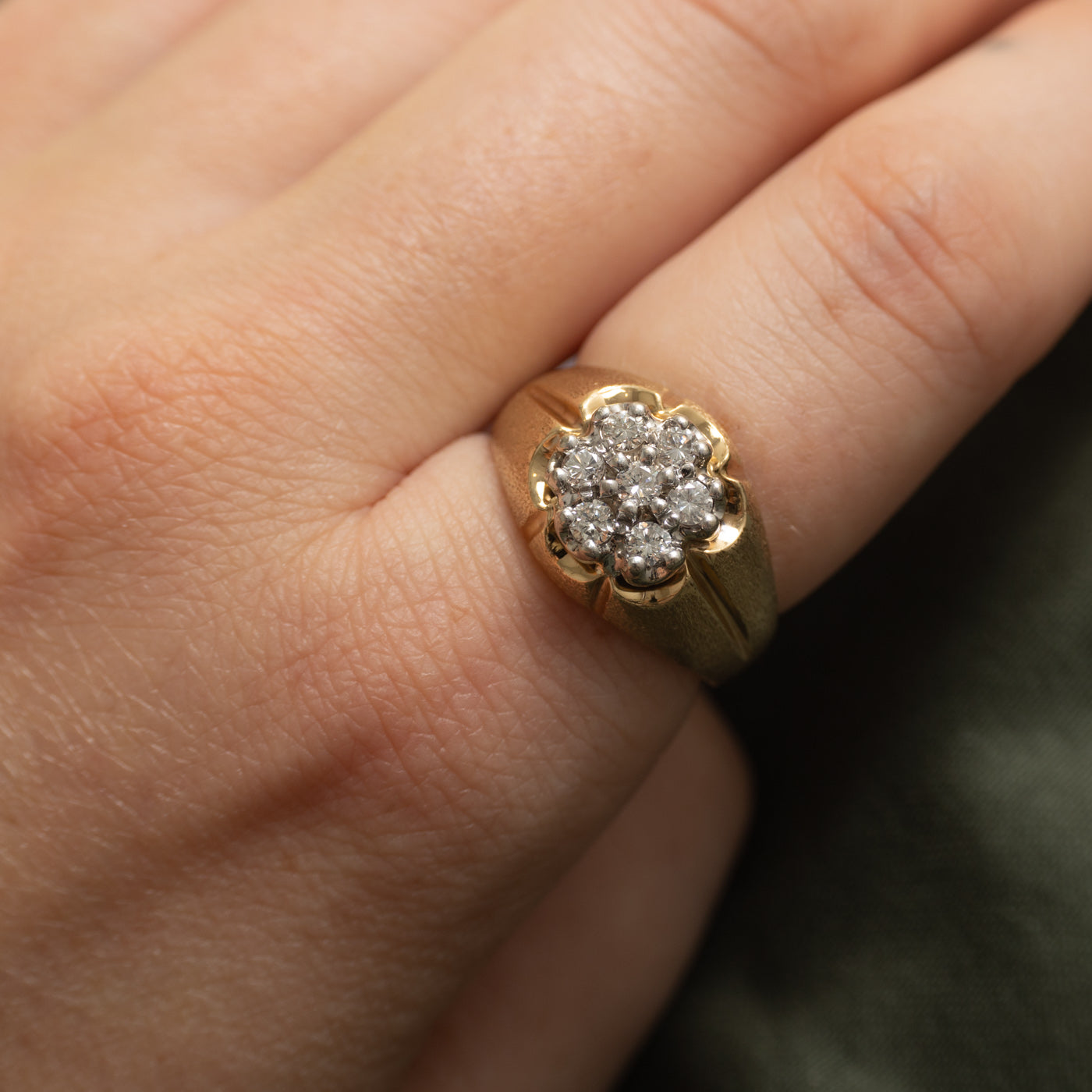 Belcher Set Diamond Cluster Chunky Ring | 0.42ctw | SZ 7.75