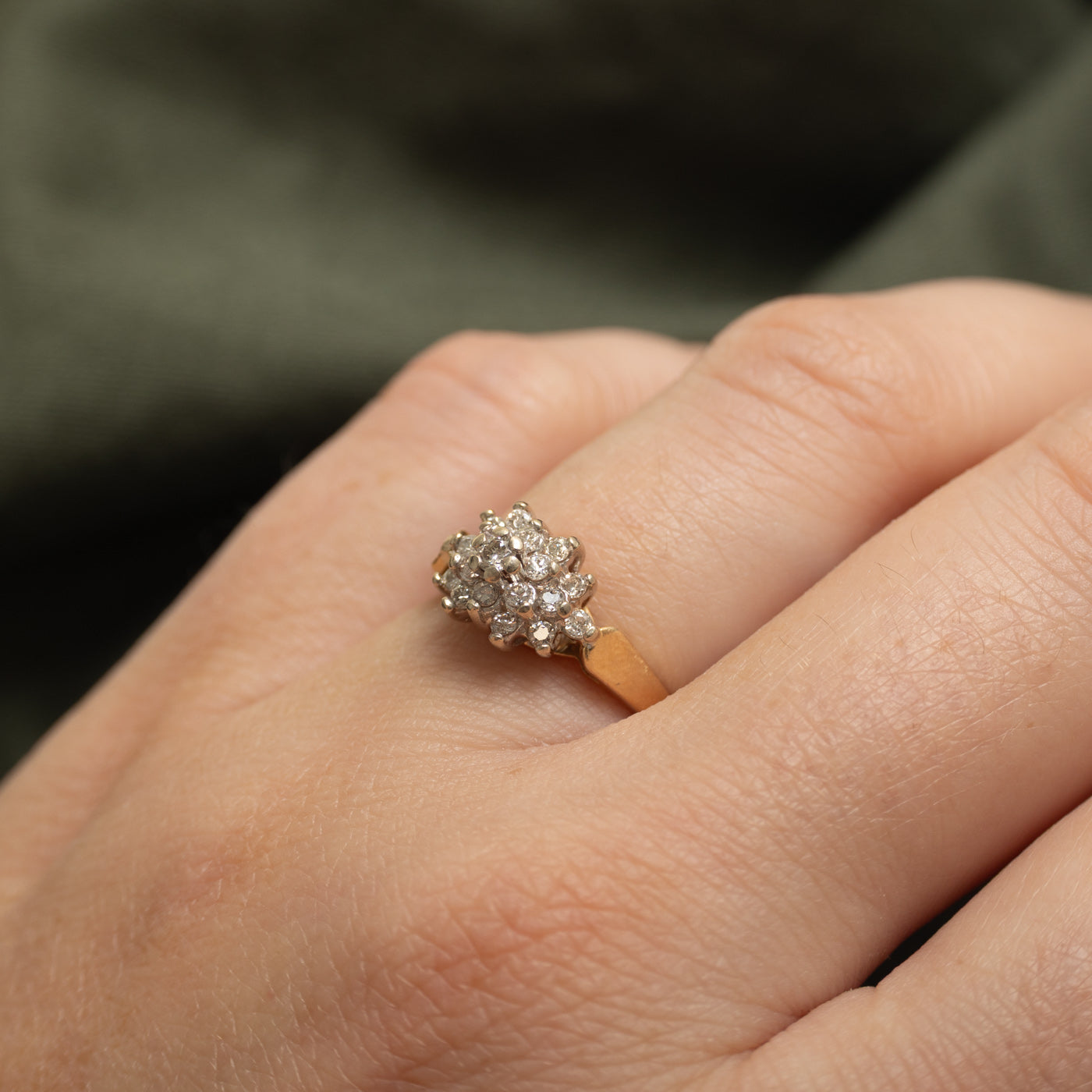 Yellow Gold Diamond Cluster Ring | 0.25ctw | SZ 5