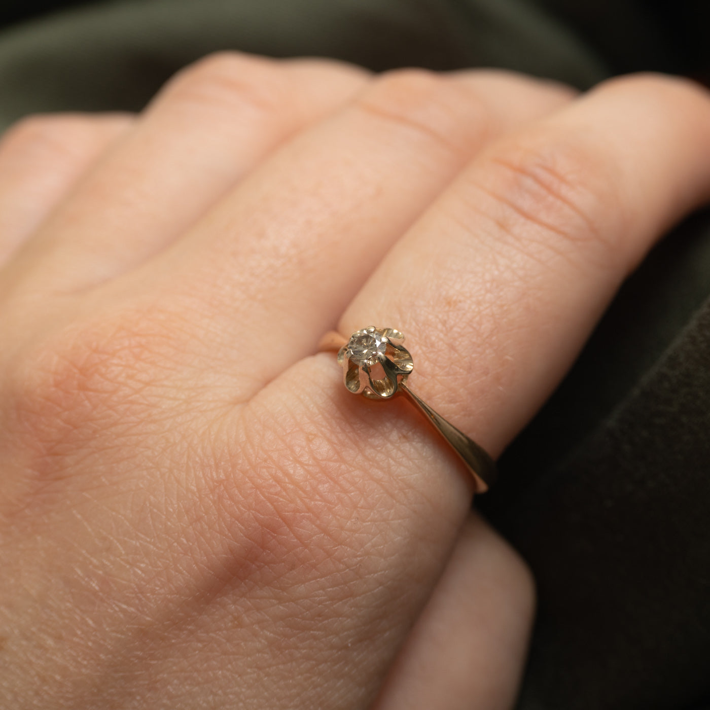 Belcher Set Chocolate Coloured Diamond Ring | 0.16ctw | SZ 8.5