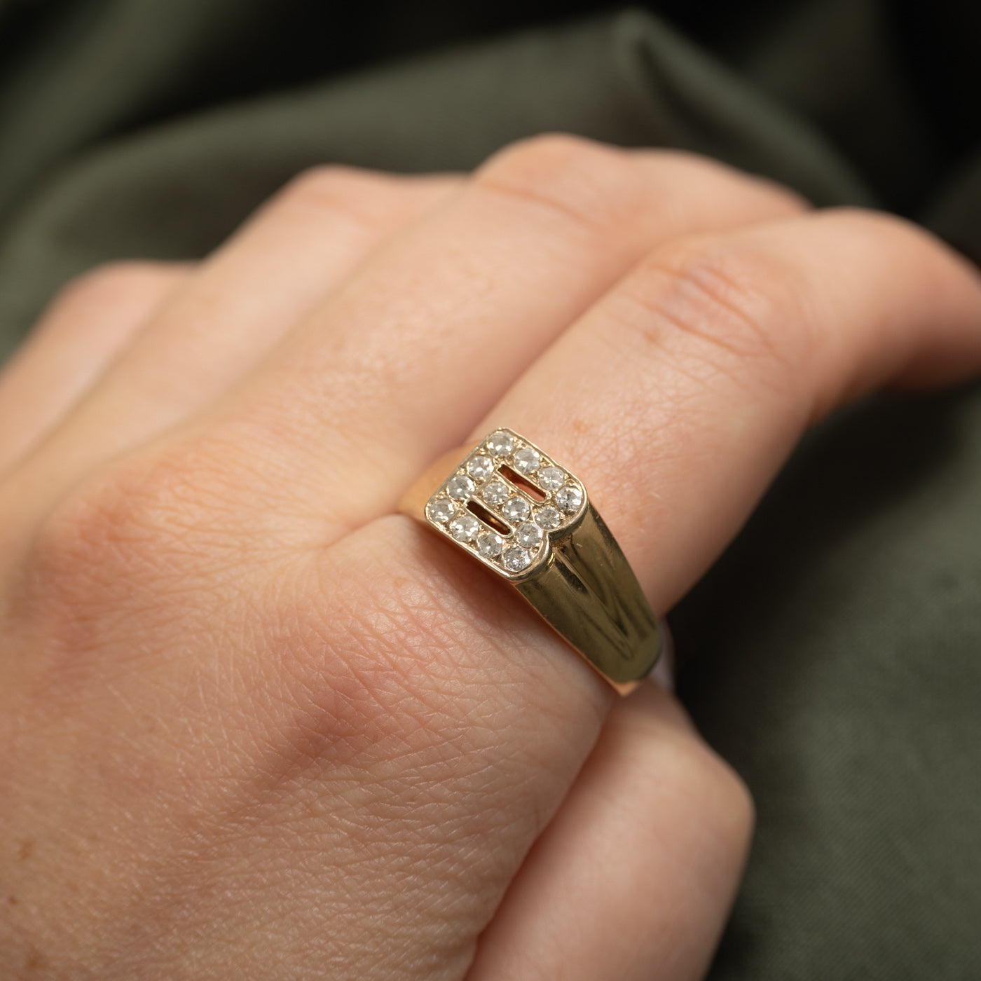 Diamond 'B' Initial Signet Ring | 0.50ctw | SZ 11.25