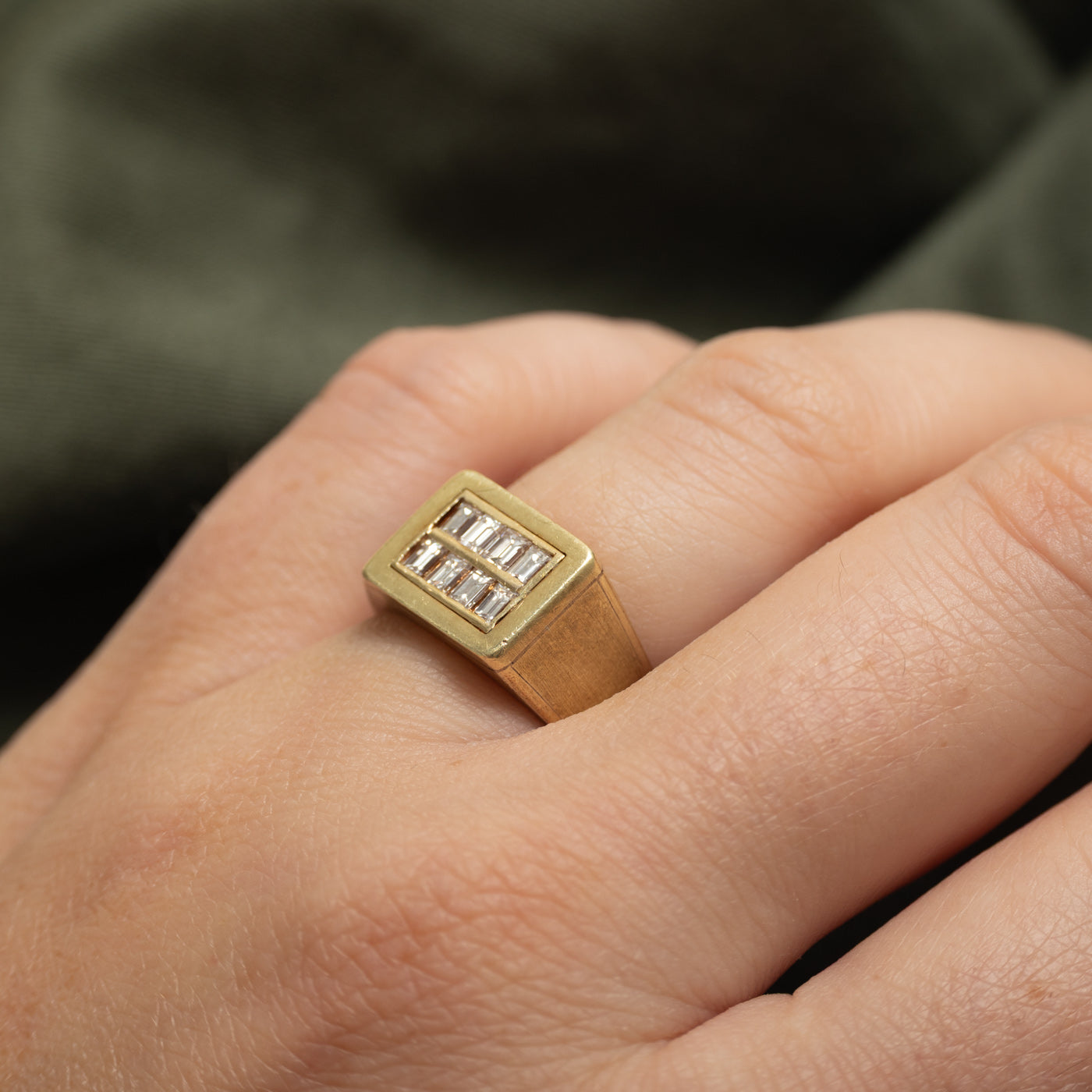 Baguette Cut Diamond Grid Signet Ring | 0.50ctw | SZ 5.75