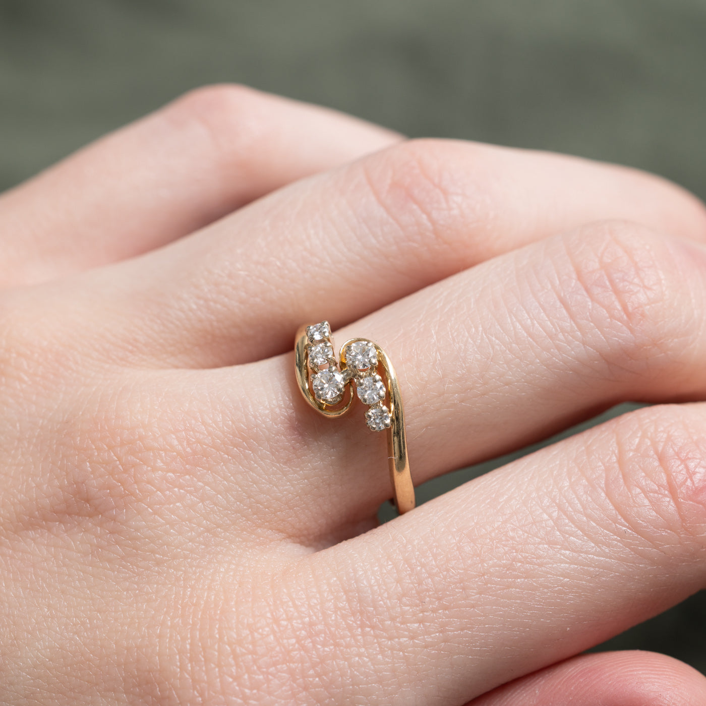 Basket Set Diamond Bypass Ring | 0.33ctw | SZ 6.75