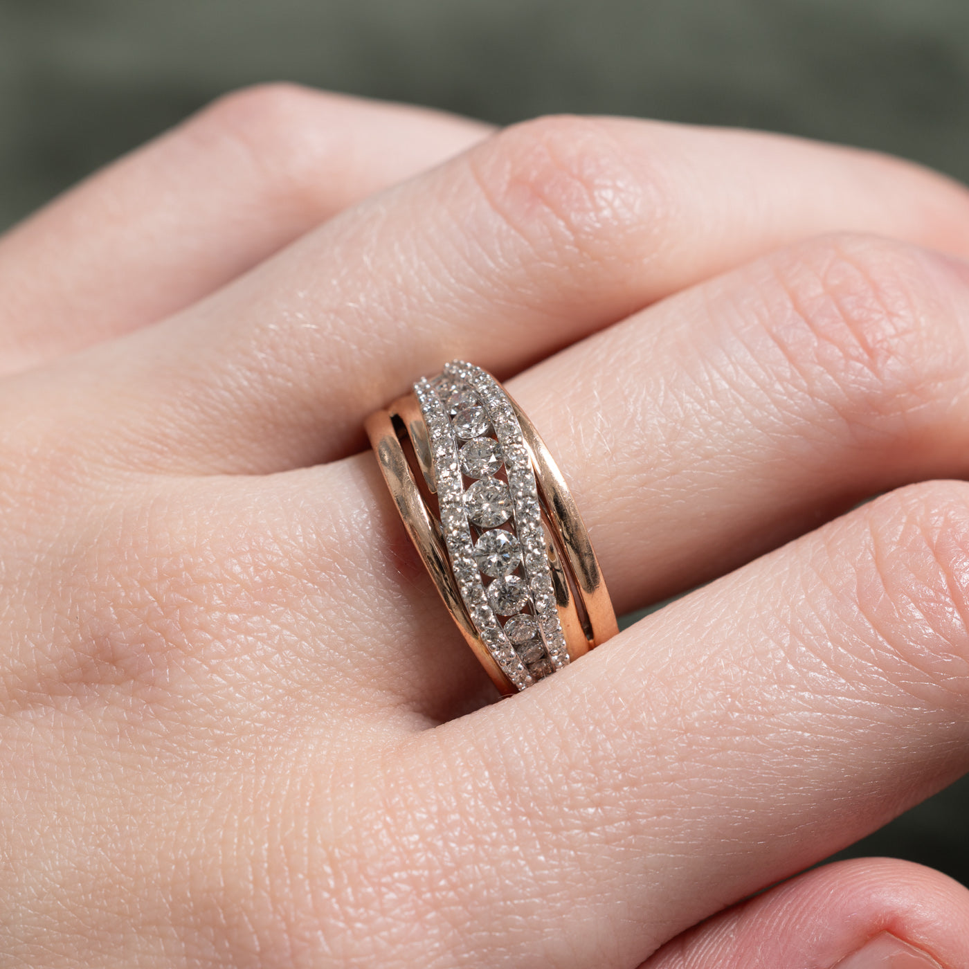 Diagonal Diamond Openwork Ring | 1.00ctw | SZ 7.25