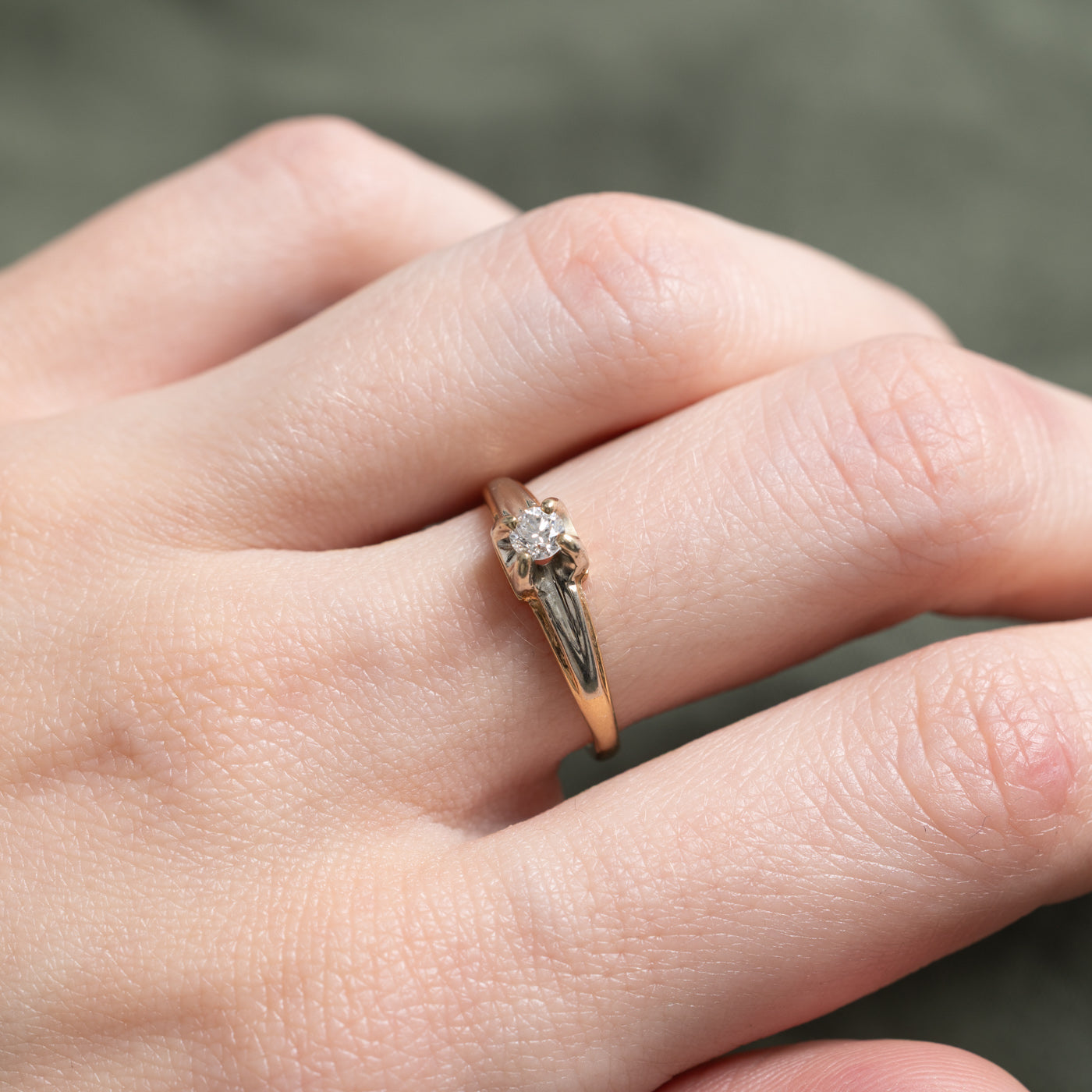 Two Tone Solitaire Diamond Ring | 0.15ct | SZ 5.75