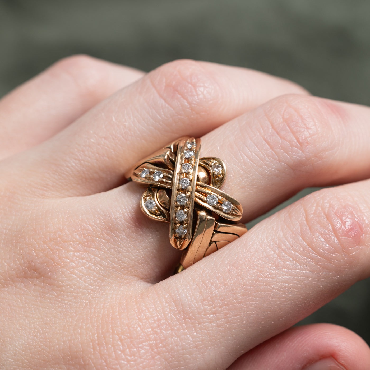 Yellow Gold Diamond Puzzle Ring | 0.40ctw | SZ 9.25