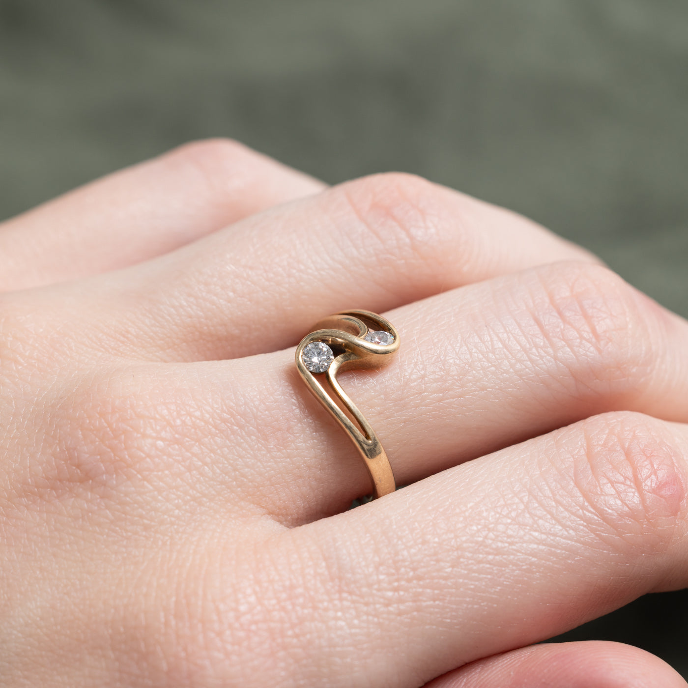 Two Stone Diamond Bypass Ring | 0.27ctw | SZ 6.5