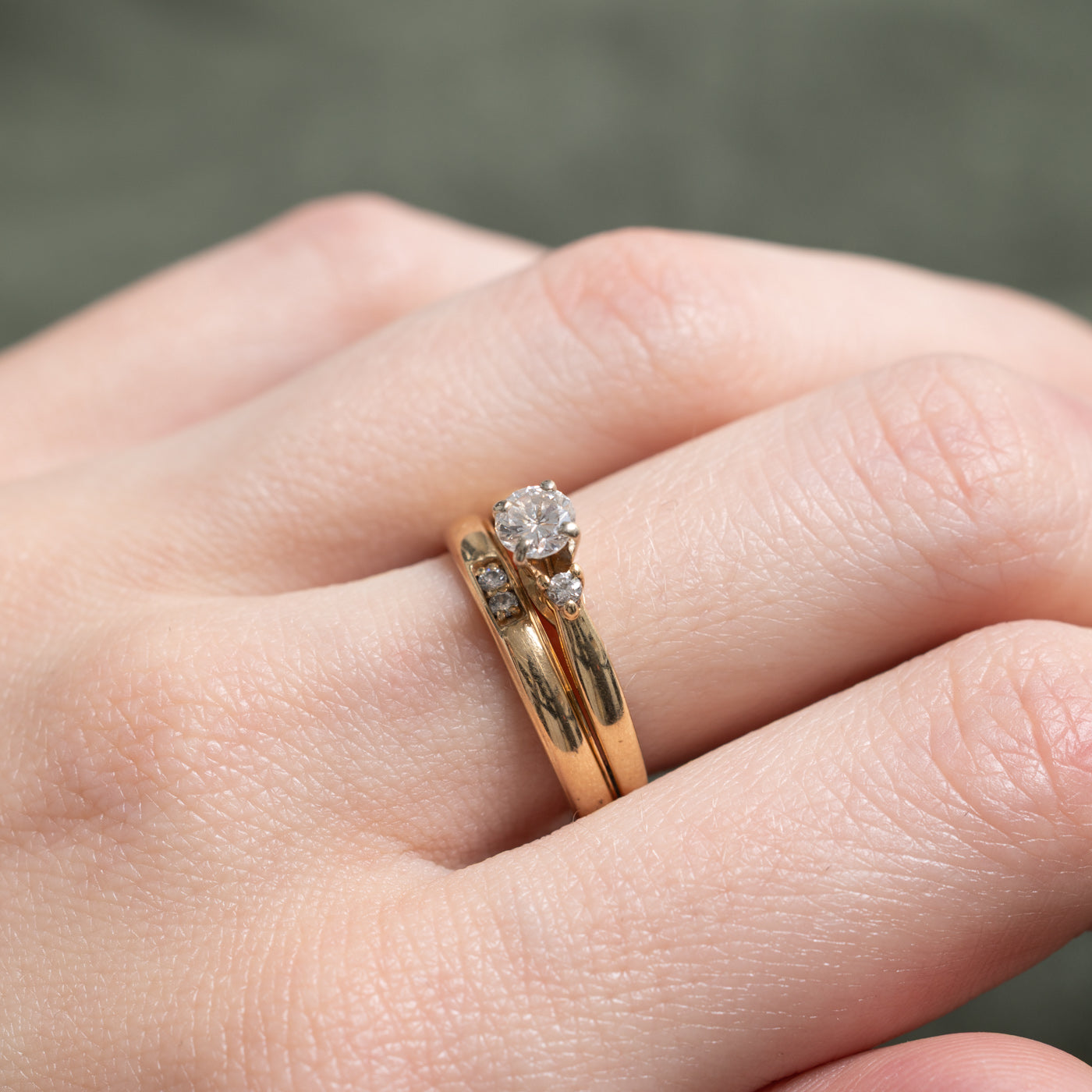 Yellow Gold Diamond Wedding Ring Set | 0.43ctw | SZ 6.75