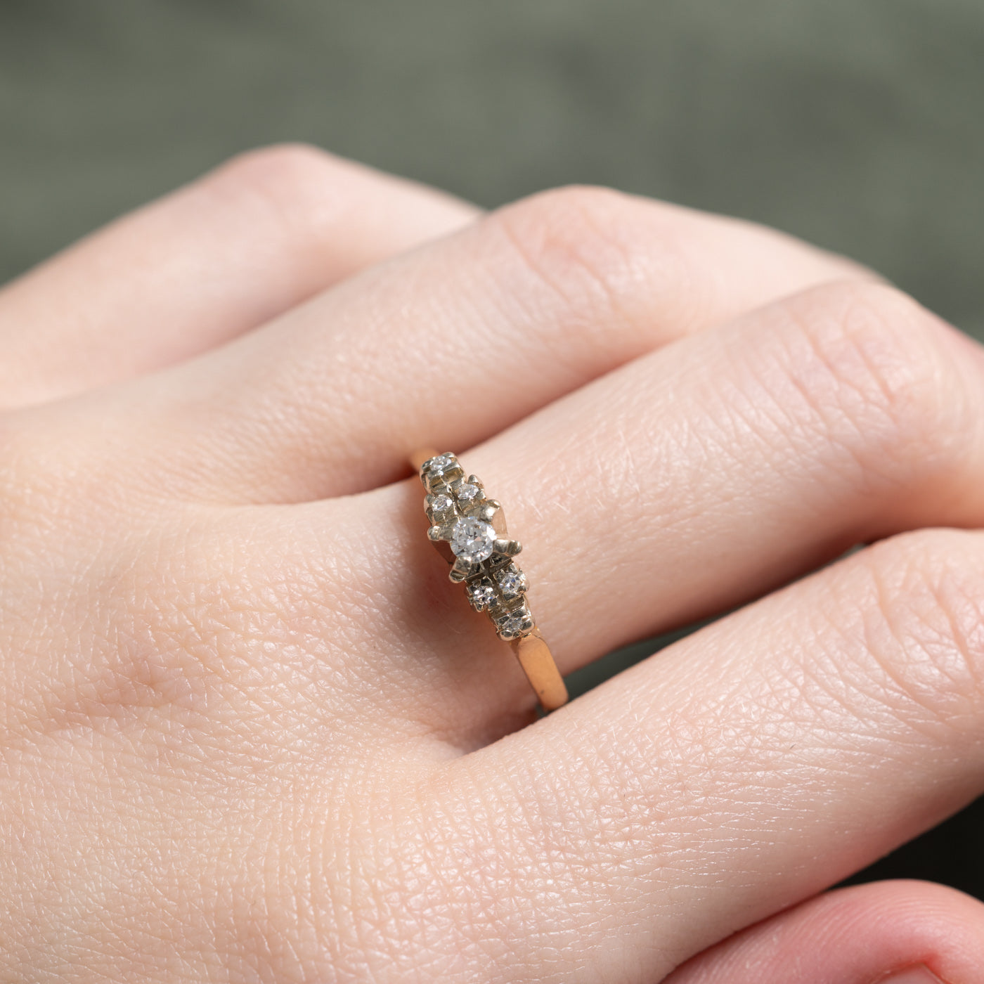 Basket Set Diamond Ring | 0.15ctw | SZ 6.75