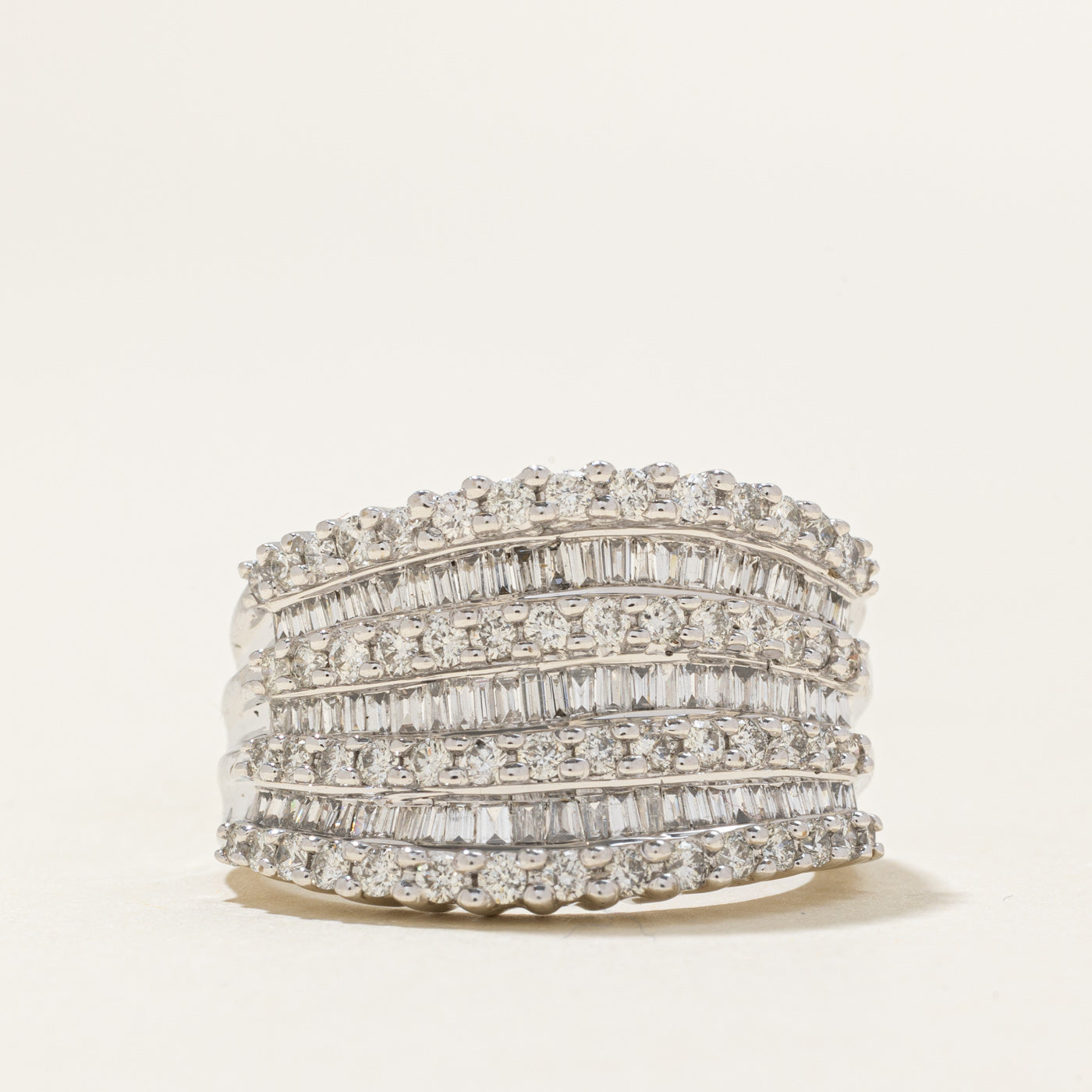 Multi Row Diamond Wave Cocktail Ring | 2ctw | SZ 7.75 |