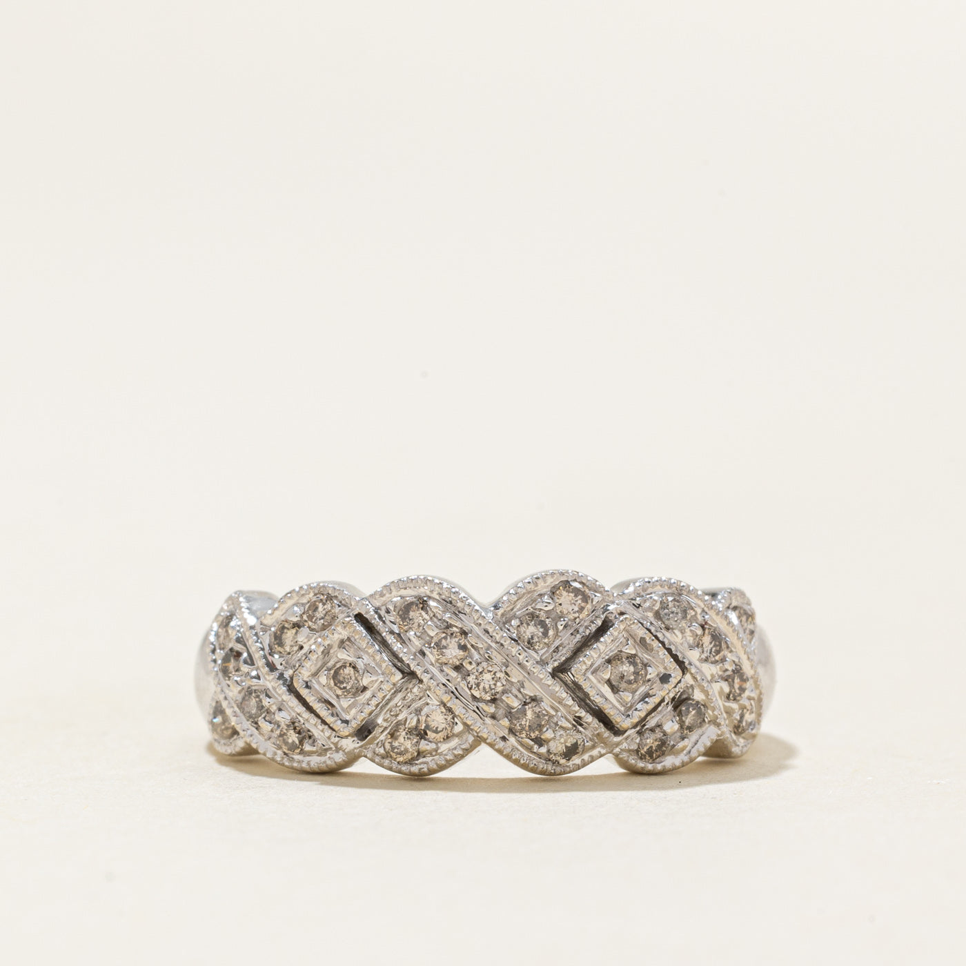 White Gold Diamond Woven Band | 0.25ctw | SZ 6.5 |