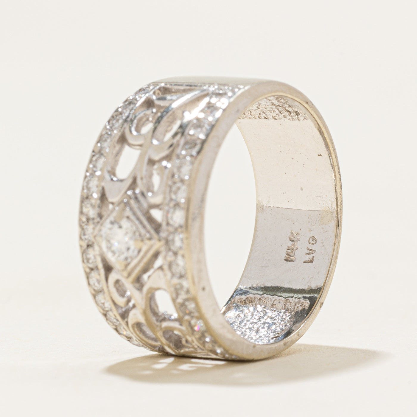 Diamond Scrollwork Wide Band | 0.5ctw | SZ 6.75 |