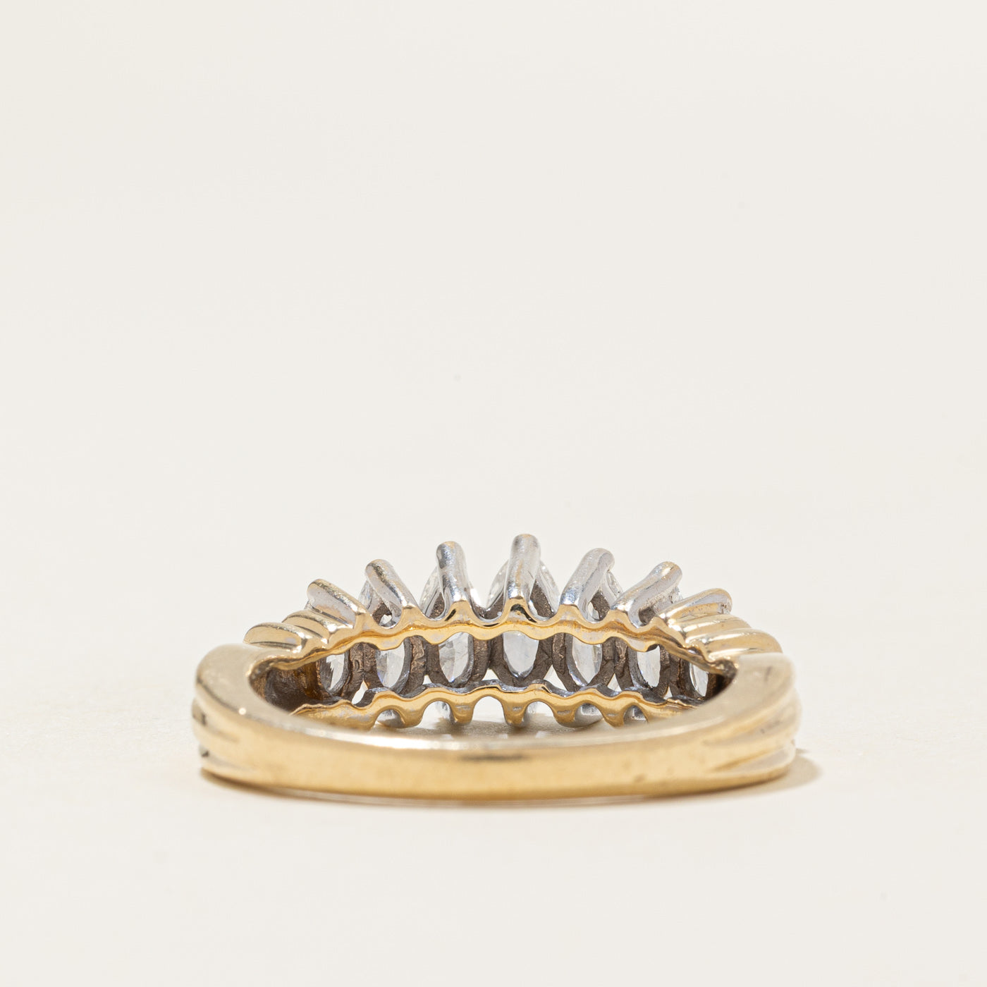 Marquise Cut Diamond Grooved Ring | 0.9ctw | SZ 7.0 |