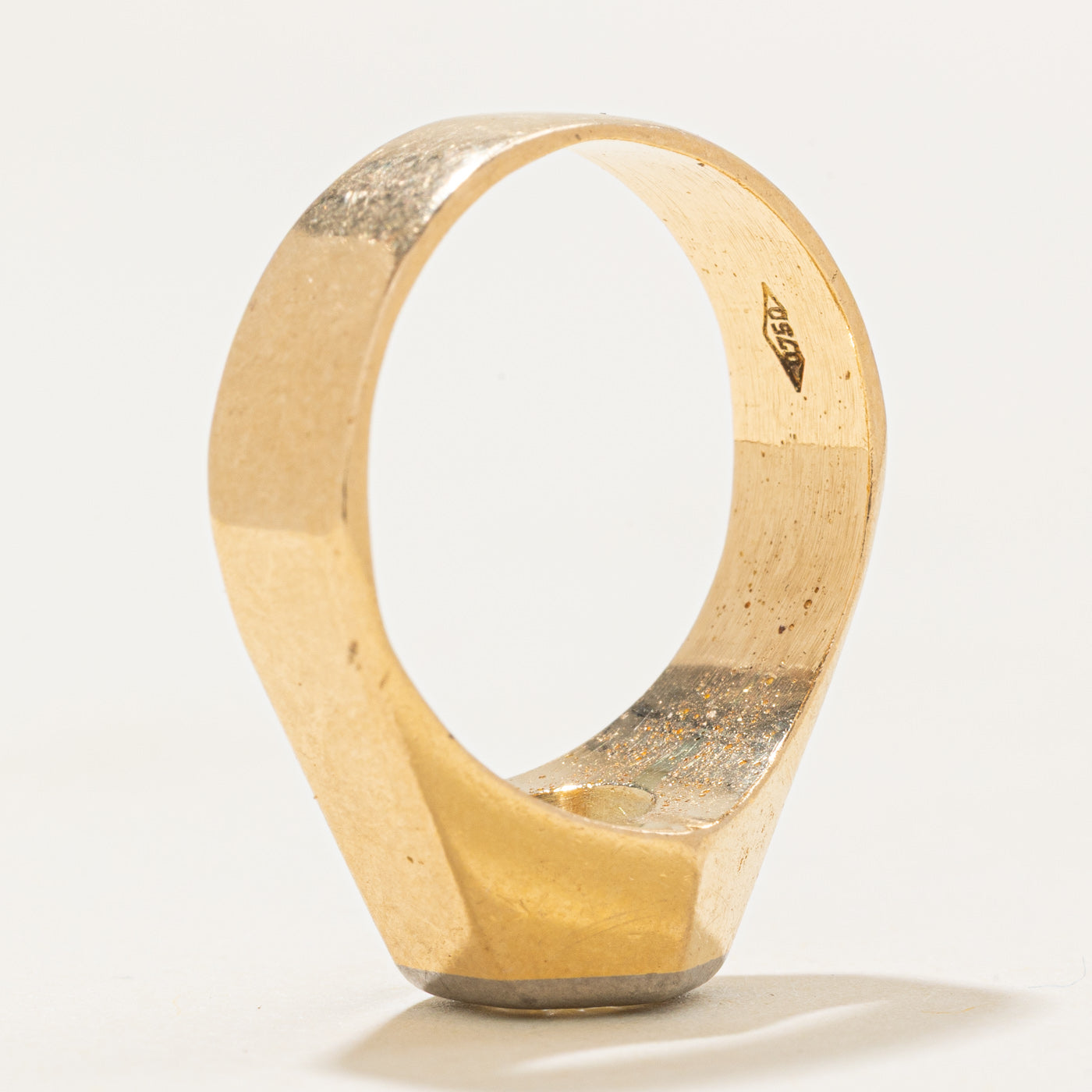 Two Tone Gold Solitaire Diamond Hexagon Ring | 0.4ct | SZ 7.75 |