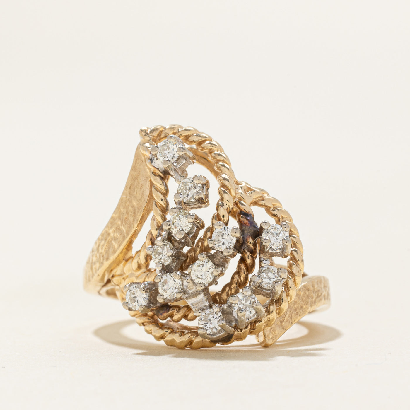 Scattered Diamond Rope Textured Cocktail Ring | 0.4ctw | SZ 6.0 |