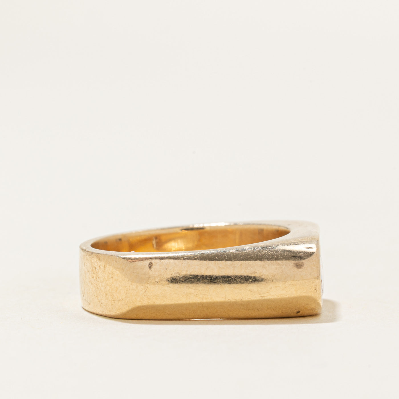 Bezel Set Side Diamond Textured Ring | 0.4ct | SZ 7.25 |