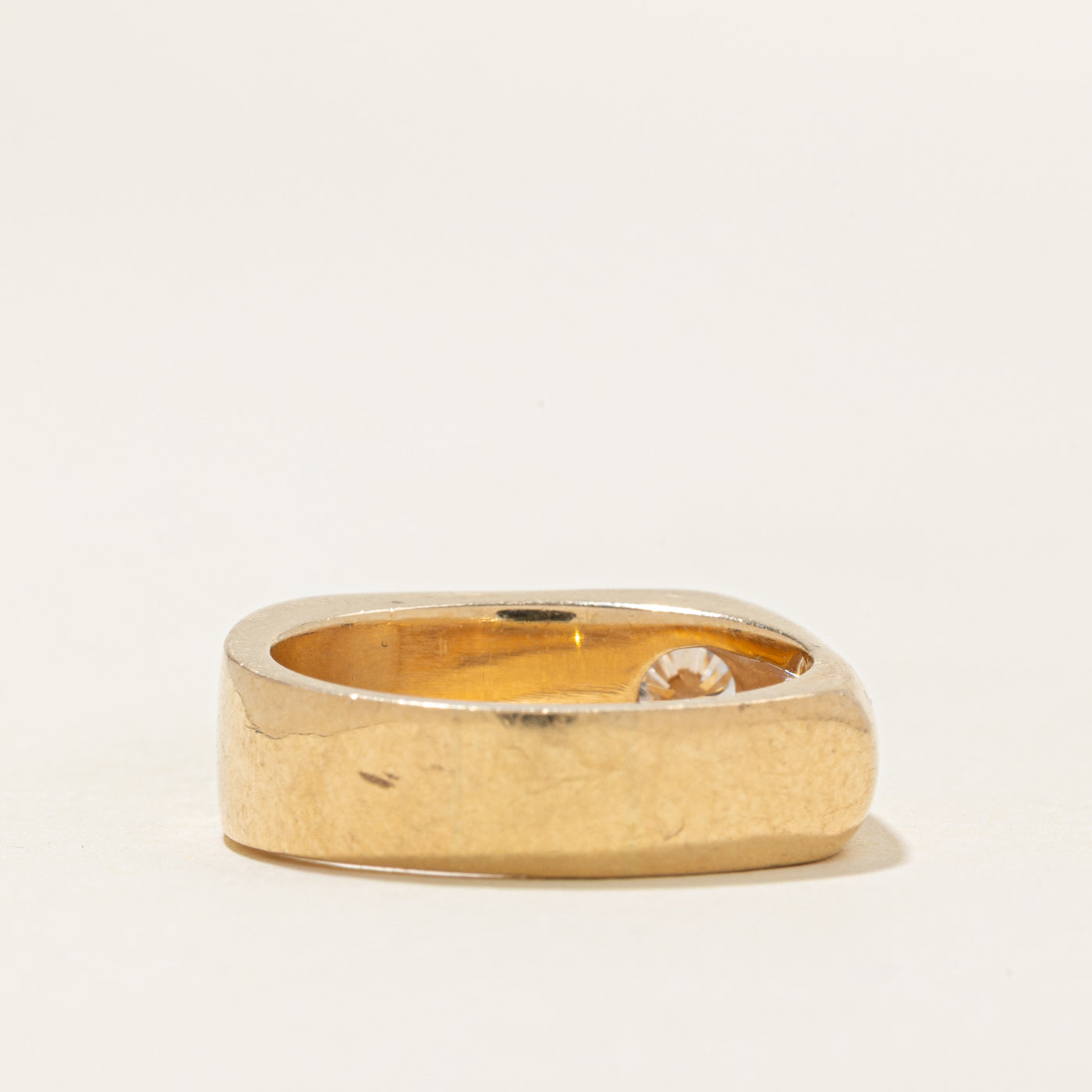 Bezel Set Side Diamond Textured Ring | 0.4ct | SZ 7.25 |