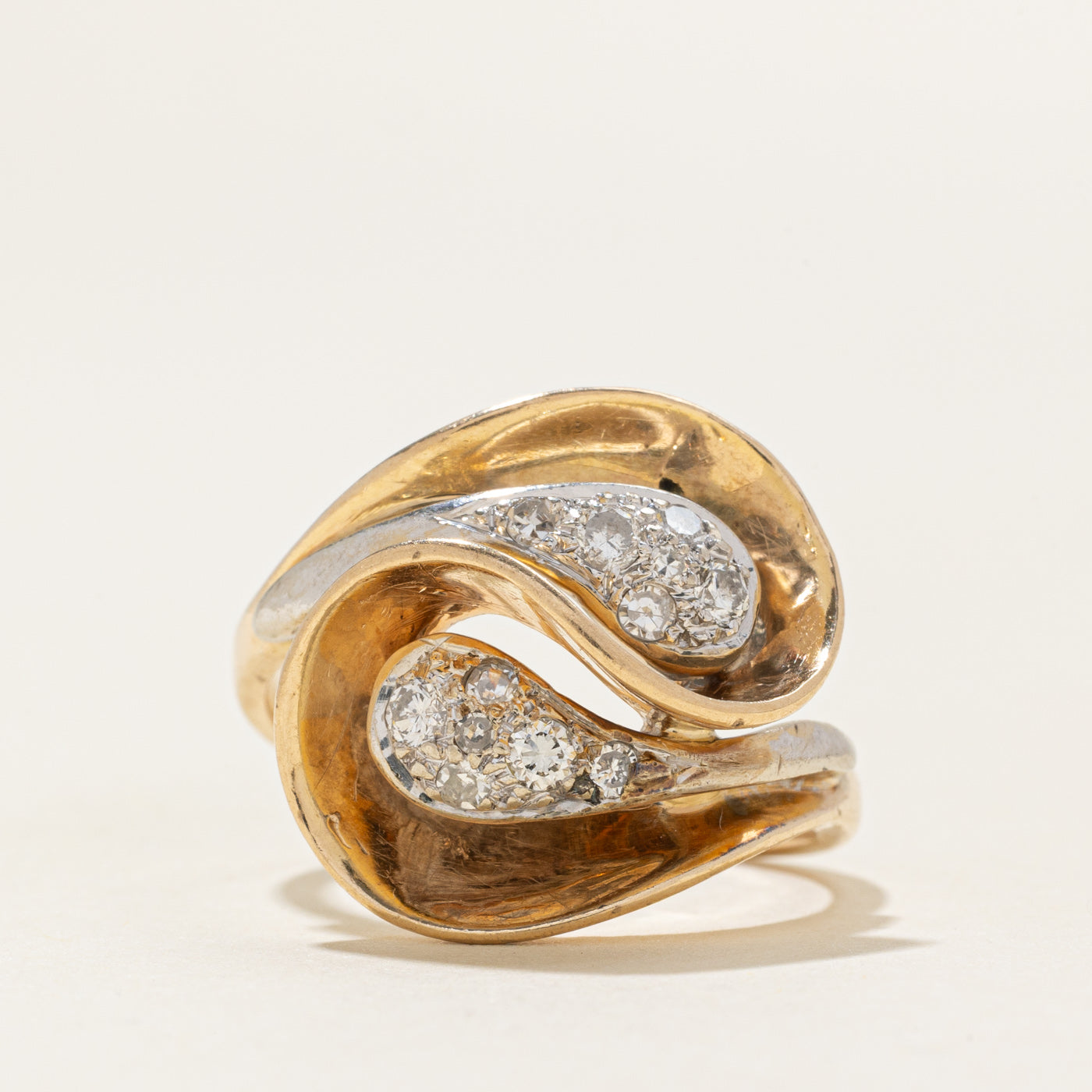 Diamond Abstract Bypass Cocktail Ring | 0.3ctw | SZ 7.25 |