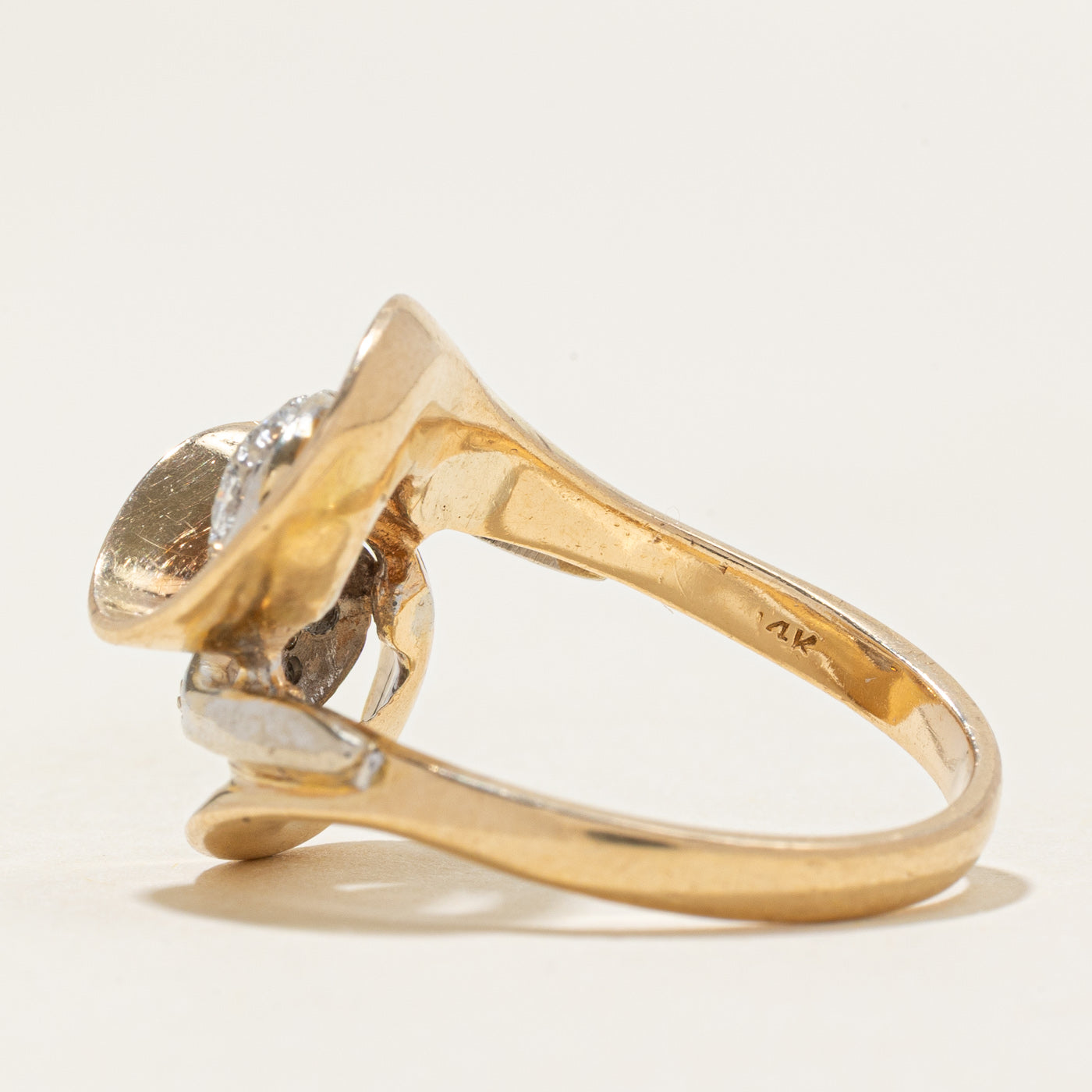 Diamond Abstract Bypass Cocktail Ring | 0.3ctw | SZ 7.25 |
