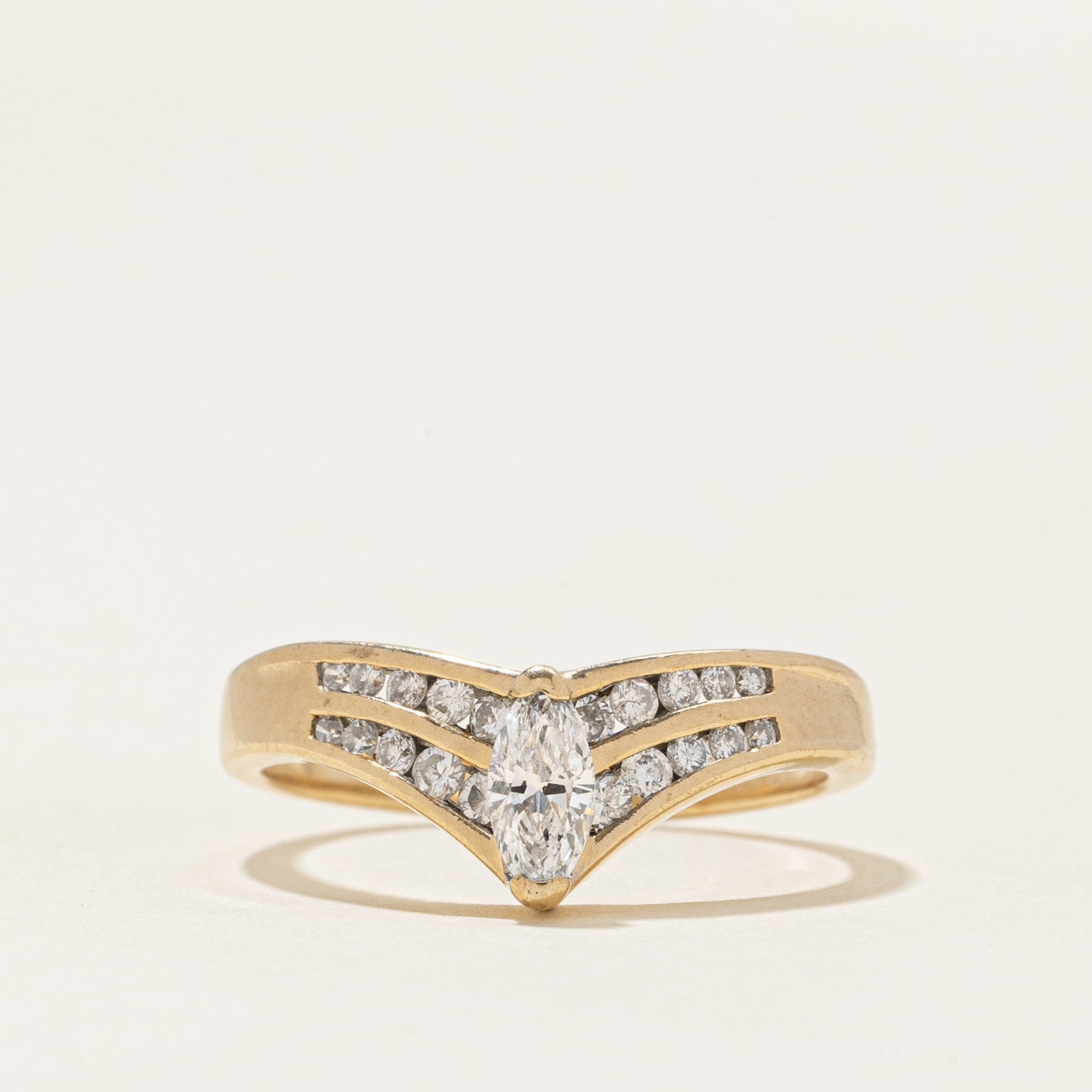 Marquise Cut Diamond Chevron Ring | 0.23ct, 0.26ctw | SZ 5.5 |