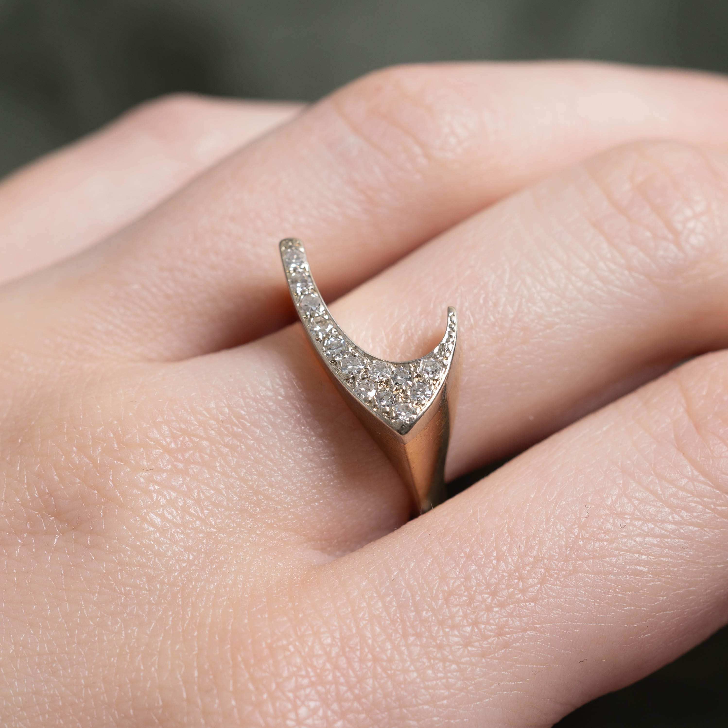 10k Diamond Waterfall Slash Ring | 0.29ctw | SZ 7
