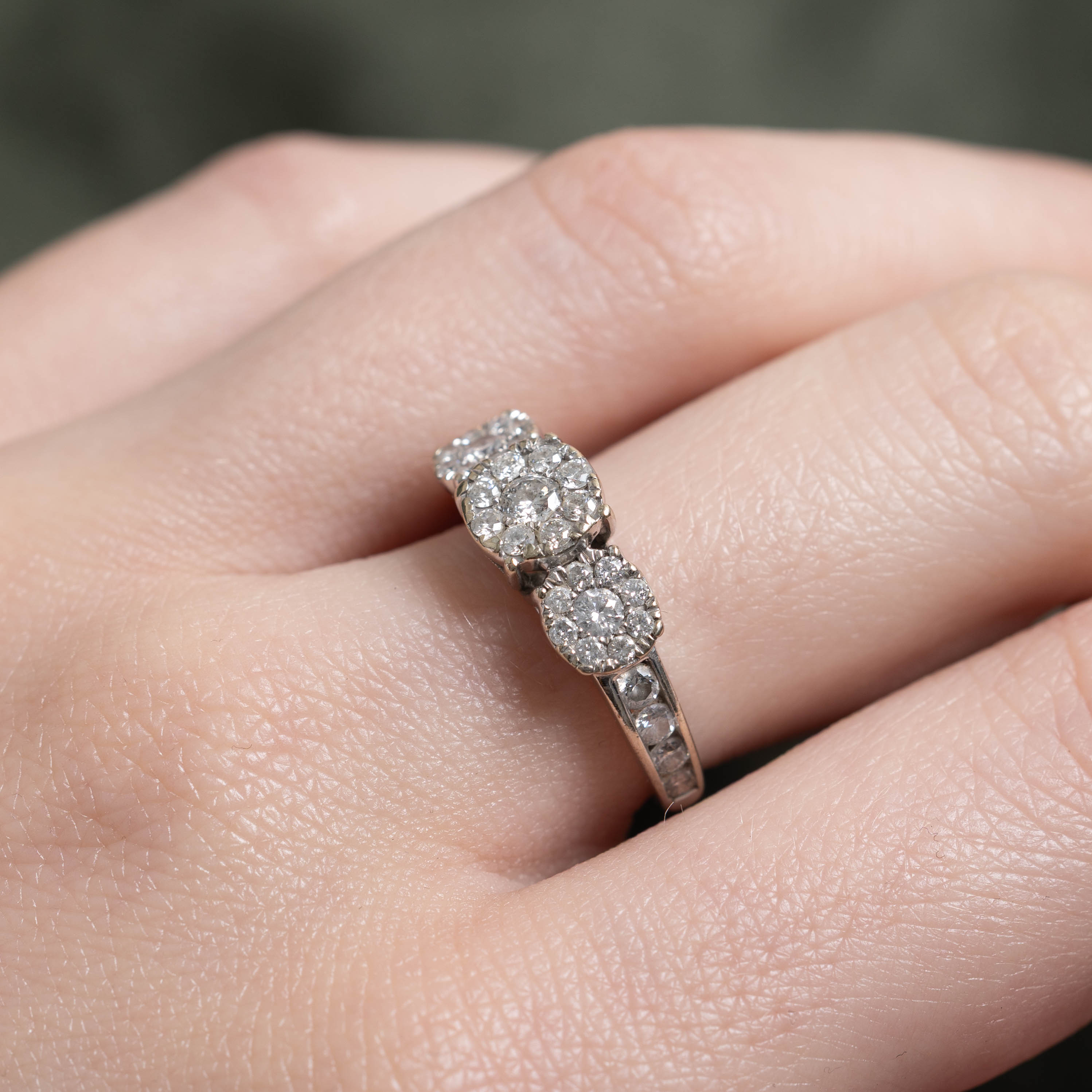 10k Diamond Triple Daisy Cluster Ring | 1.00ctw | SZ 5.75