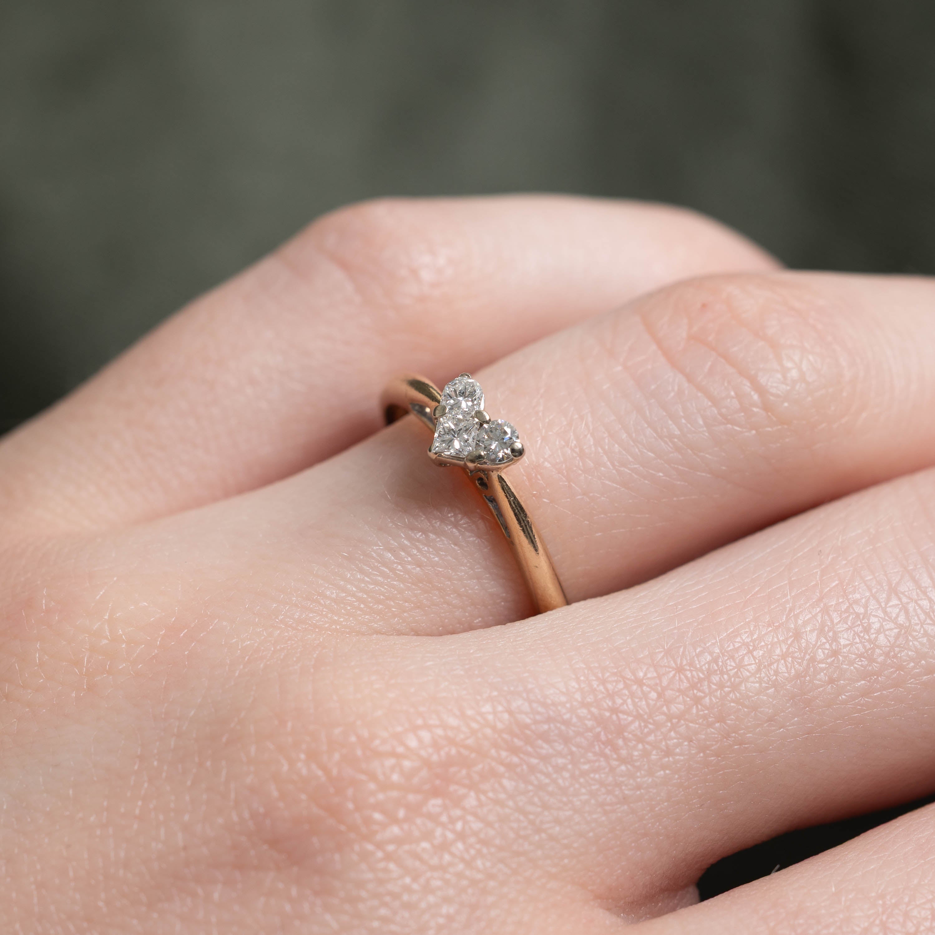 14k Three Stone Diamond Heart Ring | 0.25ctw | SZ 5.75