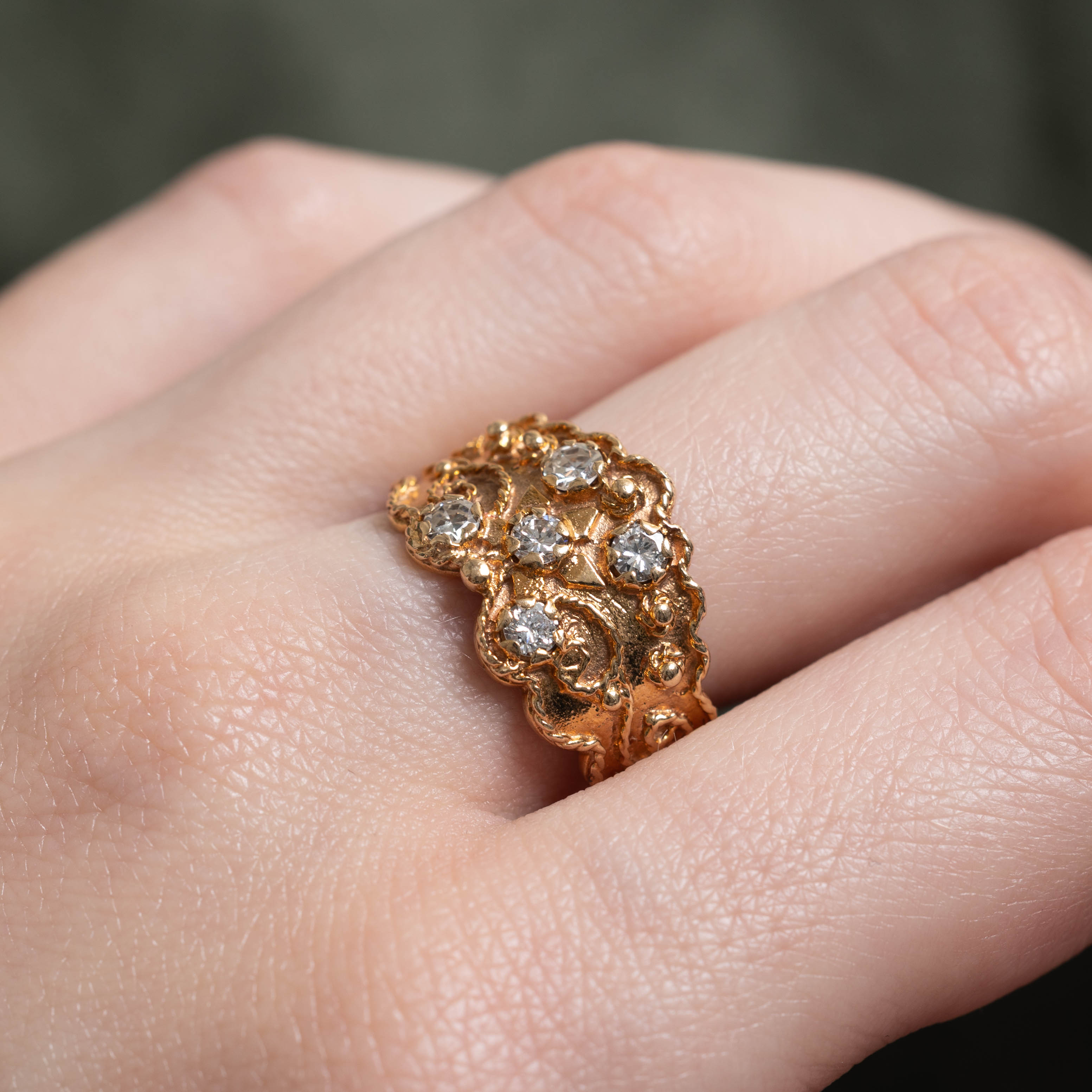 14k Diamond Ornate Crown Cocktail Ring | 0.51ctw | SZ 8.5
