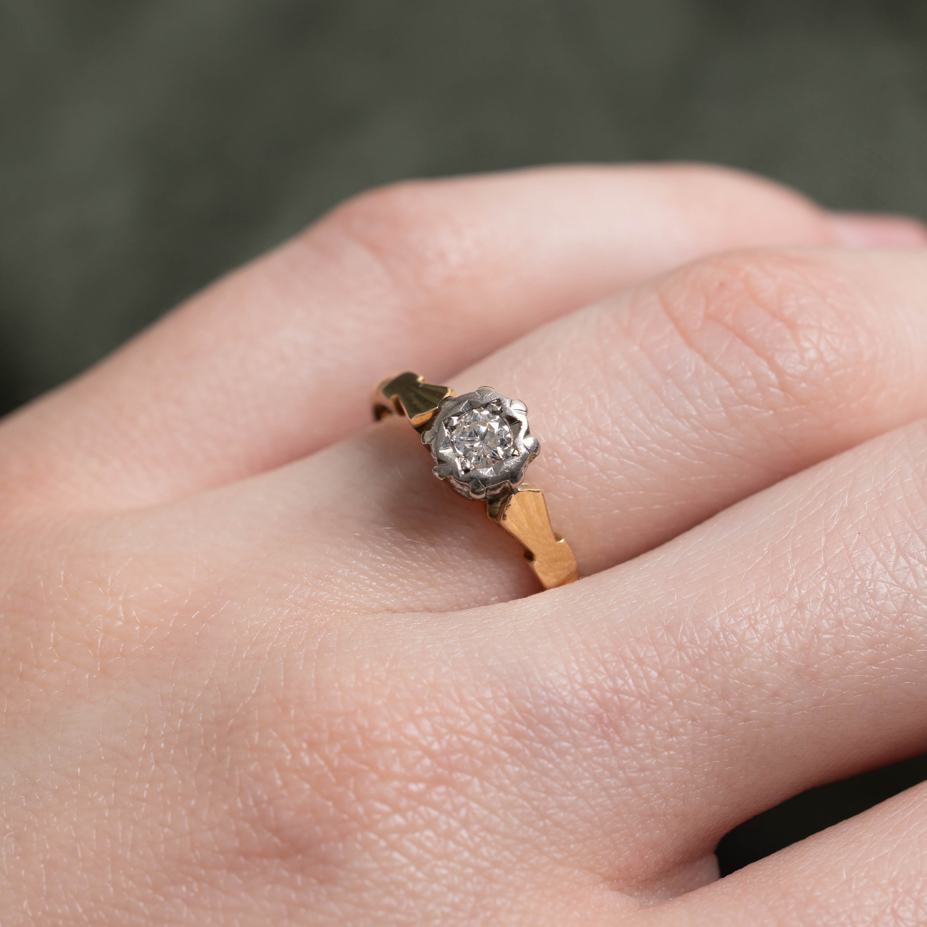 18k Two Tone Diamond Geometric Ring | 0.16ctw | SZ 6.25